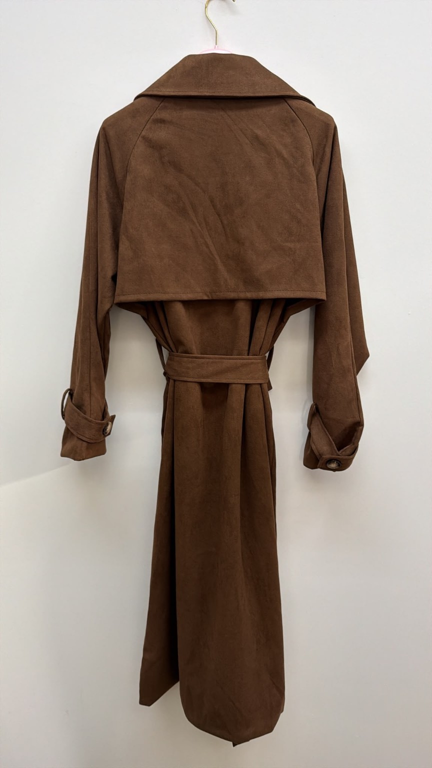 Tansania – Trenchcoat Mantel in Velourleder-Optik mit Leo-Futter | Made in Italy