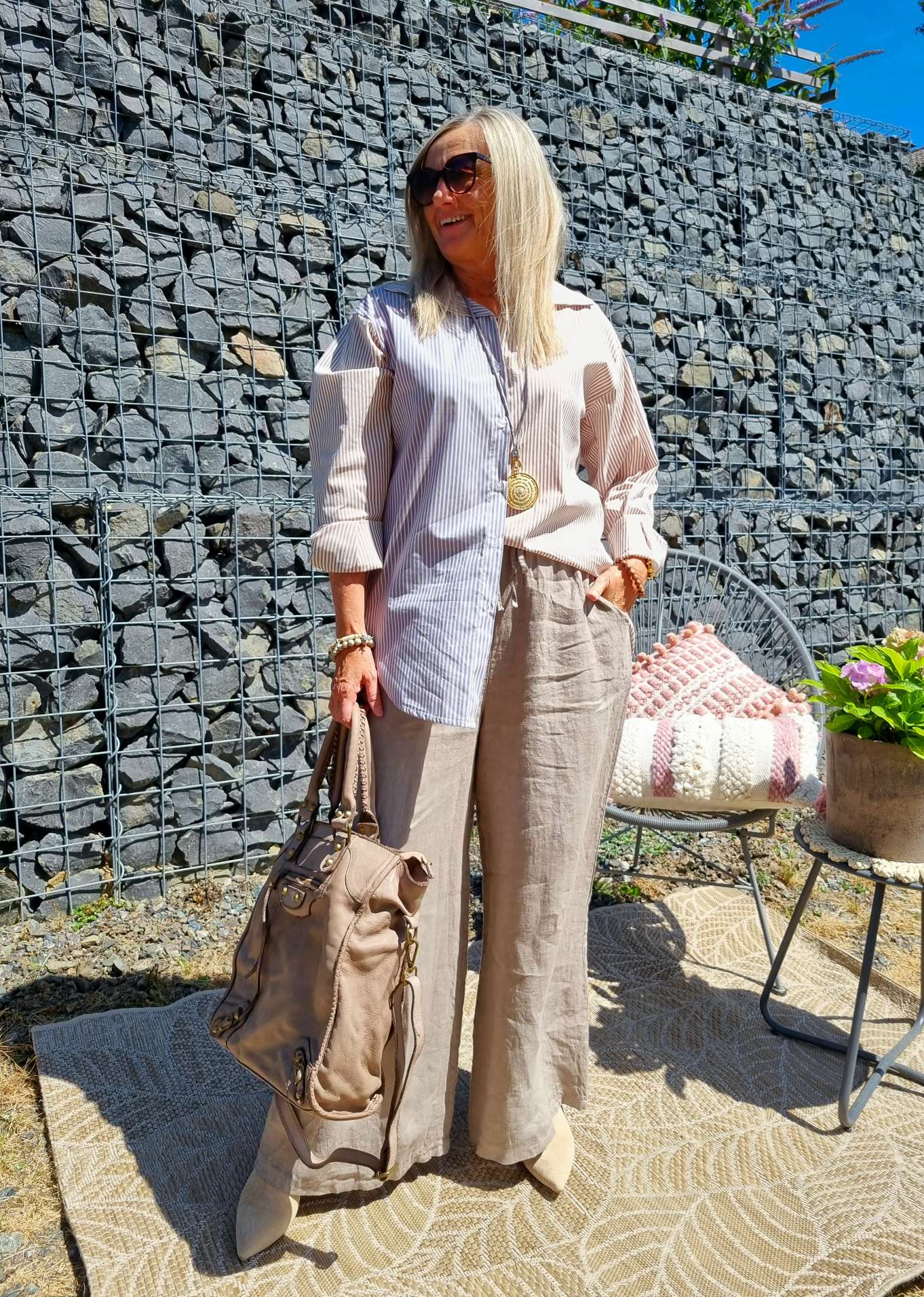 LINEN MARLENE PANT BRIGITTE TAUPE Pocket 34-42 Made in Italy weite Leinen Hose mit Taschen LINEN MARLENE PANT BRIGITTE TAUPE Pocket 34-42 Made in Italy weite Leinen Hose mit Taschen