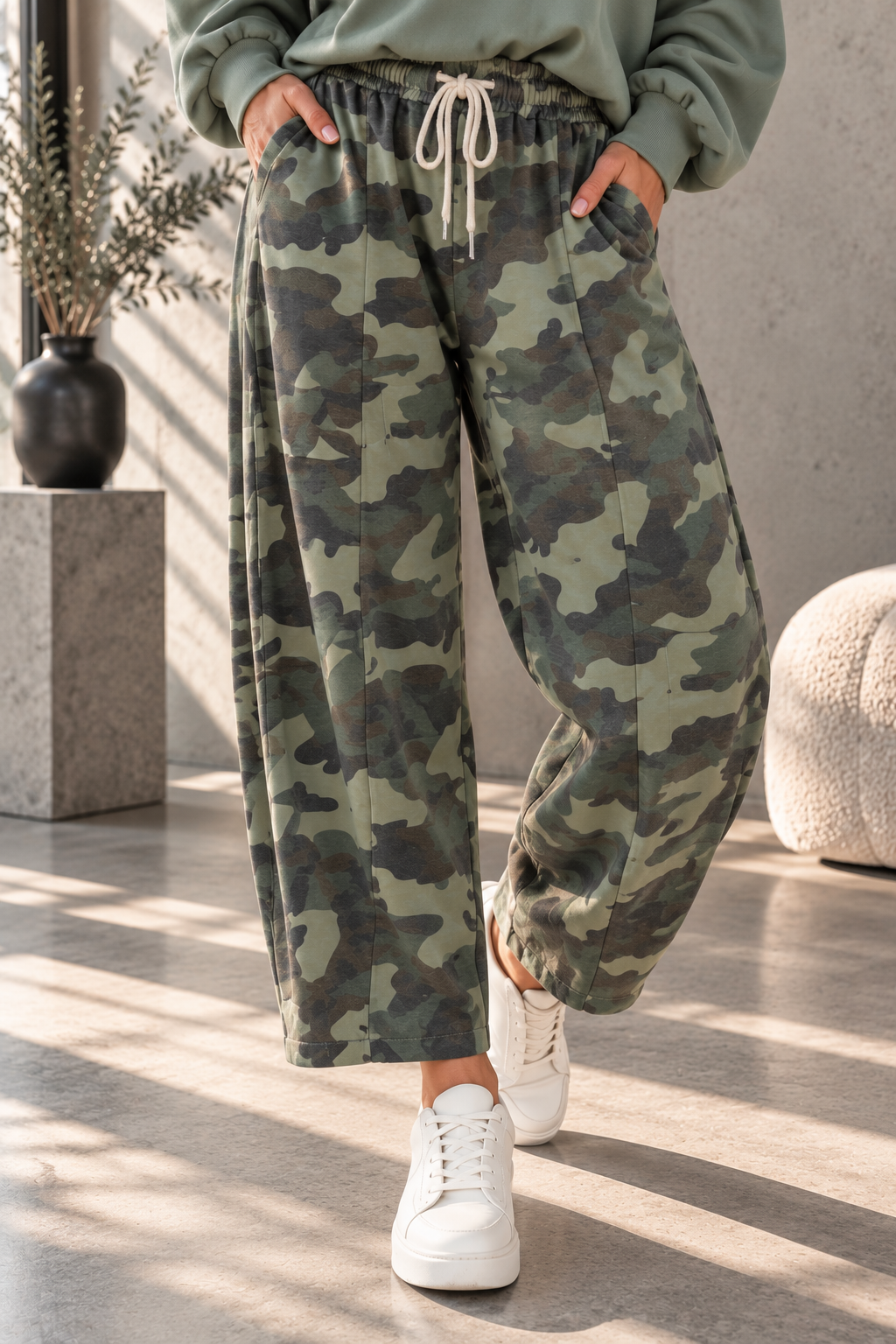 Ballon-Jogpant Amaris CAMOULFAGE HO0124 – lässige Basic Pants für jeden Tag Made in Italy 34-42/44