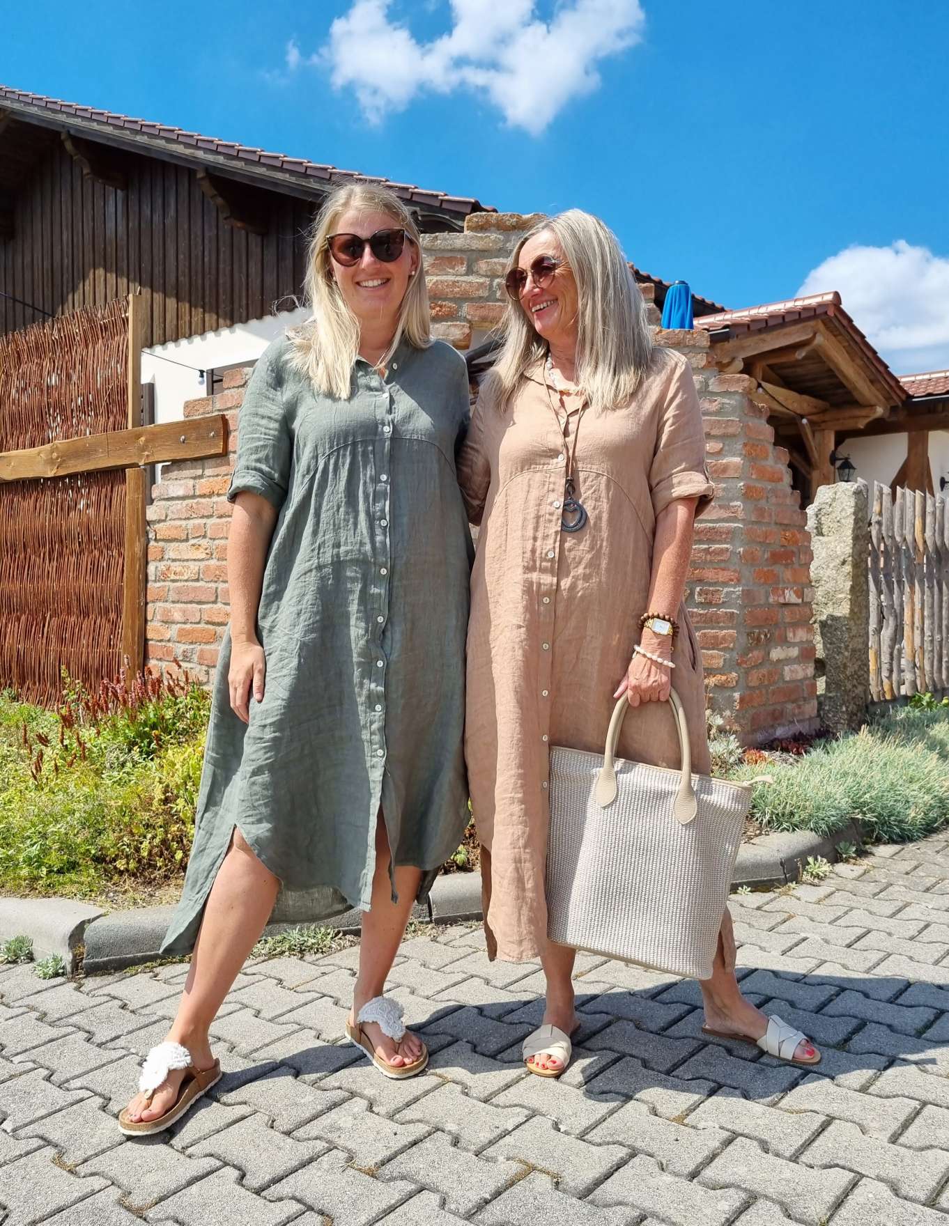 LINEN DESS WILMA CAMEL 34-42 Made in Italy Leinen Kleid Long Bluse Mantel LINEN DESS WILMA CAMEL 34-42 Made in Italy Leinen Kleid Long Bluse Mantel