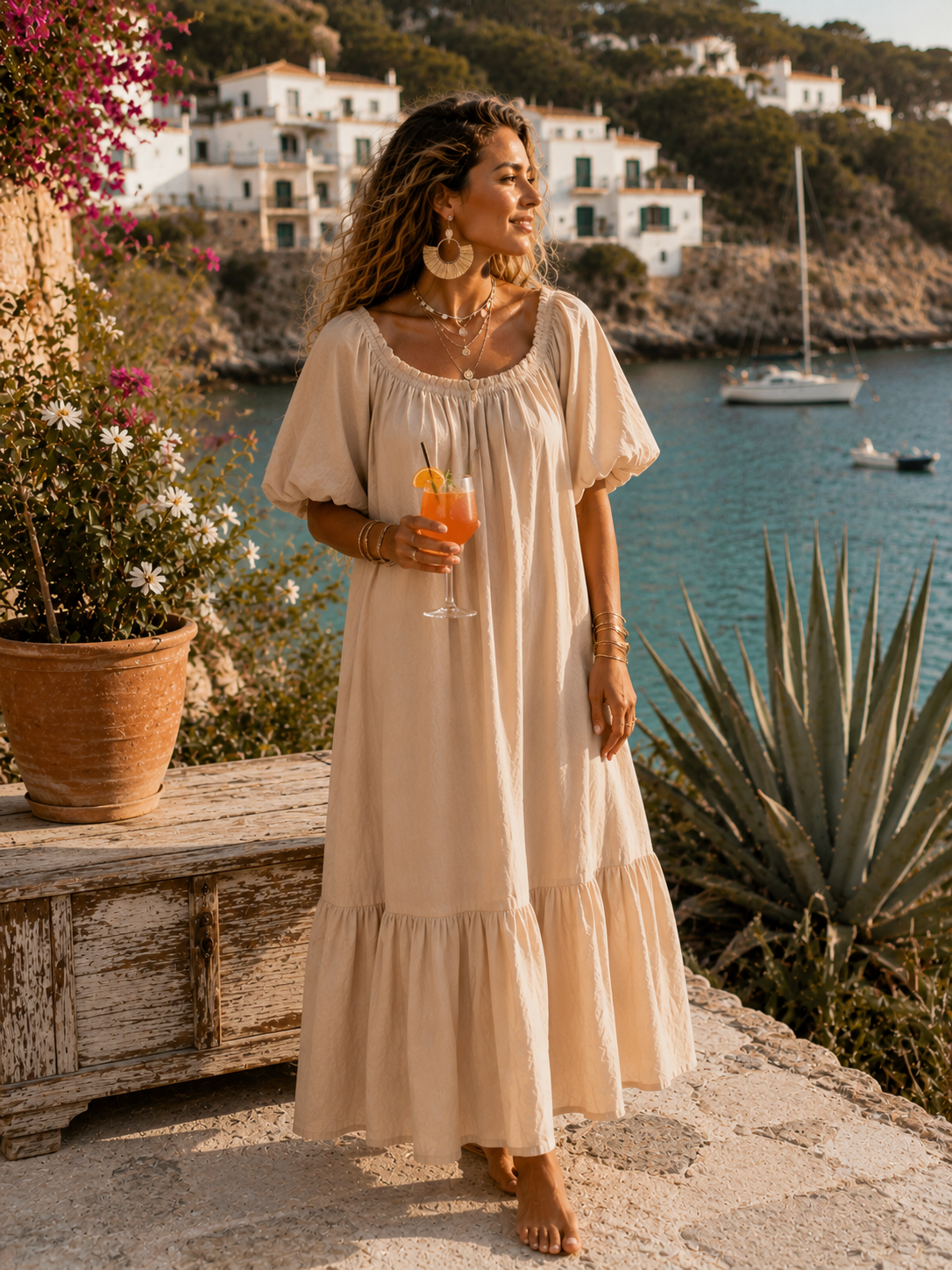 Baumwollkleid Santorini – Made in Italy | Off-Shoulder oder klassisch tragbar | bis Größe 42/44