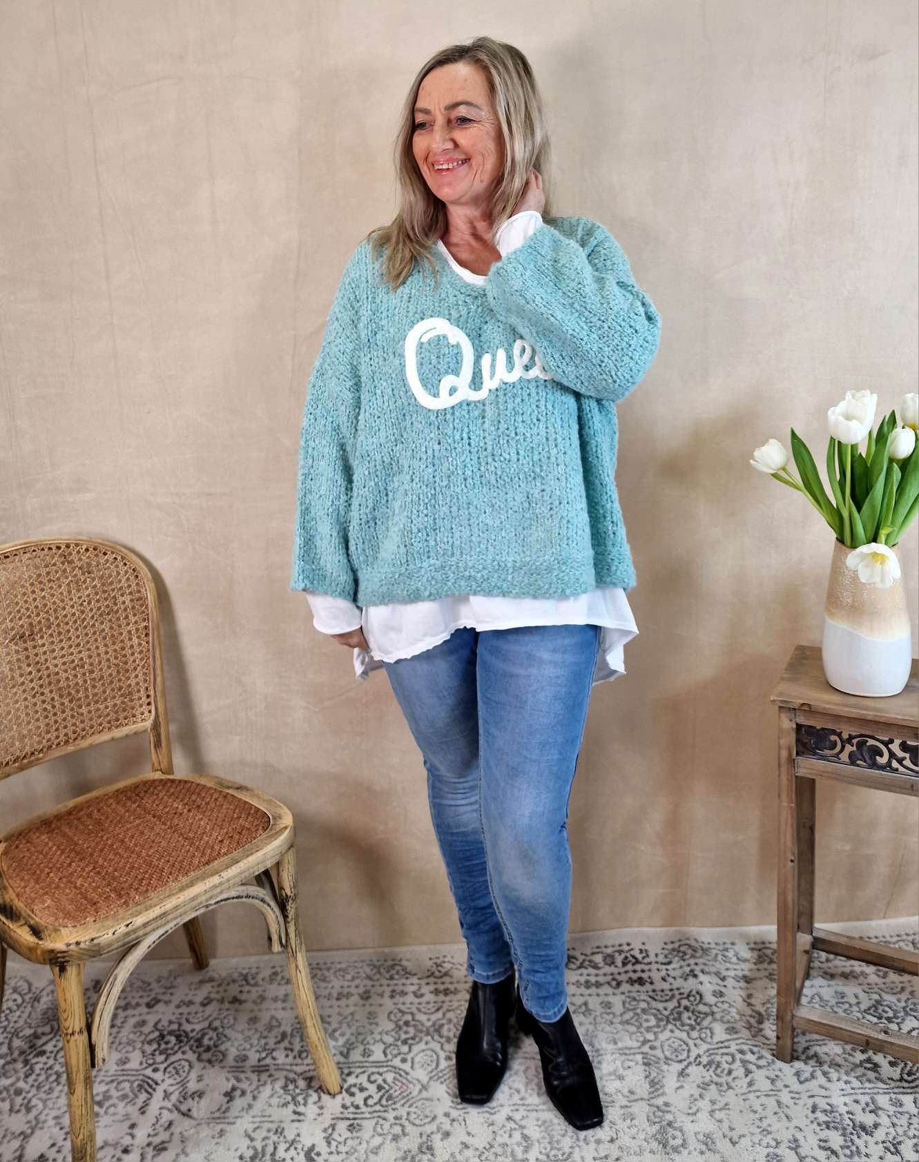 KNIT SWEATER QUEEN MINT 34-42 Made in Italy Strickpullover Pullover KNIT SWEATER QUEEN MINT 34-42 Made in Italy Strickpullover Pullover