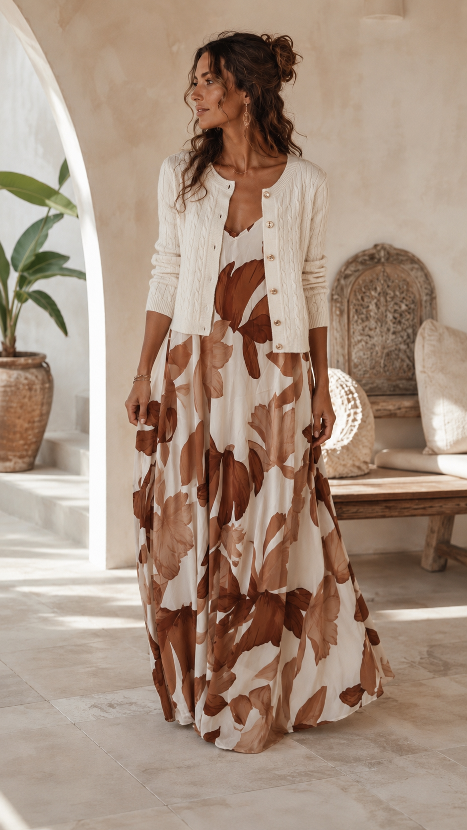 🌸 Maxikleid Dahlia mit floralem Print – Made in Italy 34-42