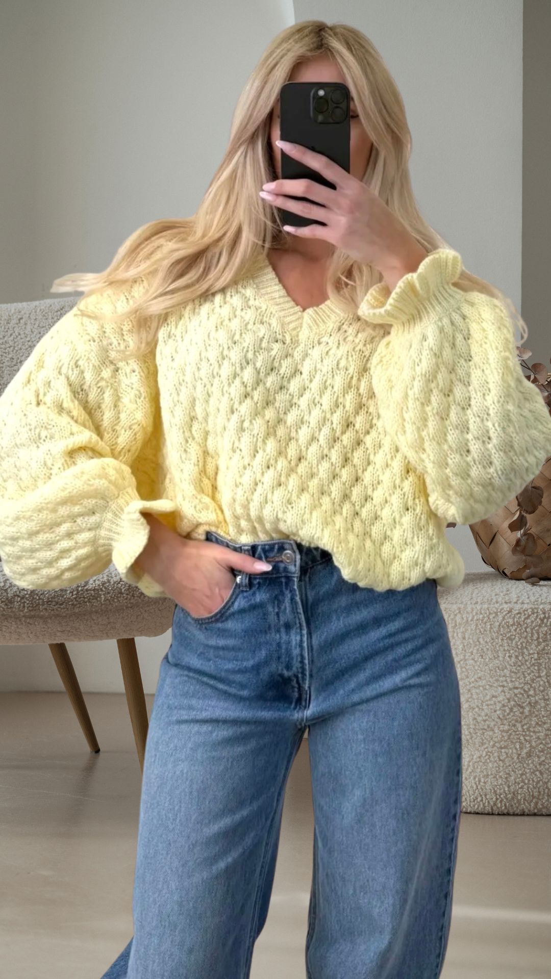 ROSALIE RUFFLE KNIT SWEATER Italy Style Pullover 34-42