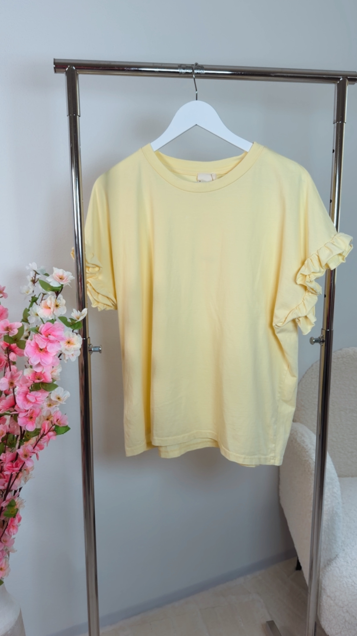 💚✨ T-Shirt Uni Rüsche Arm Elmara Made in Italy 34-42