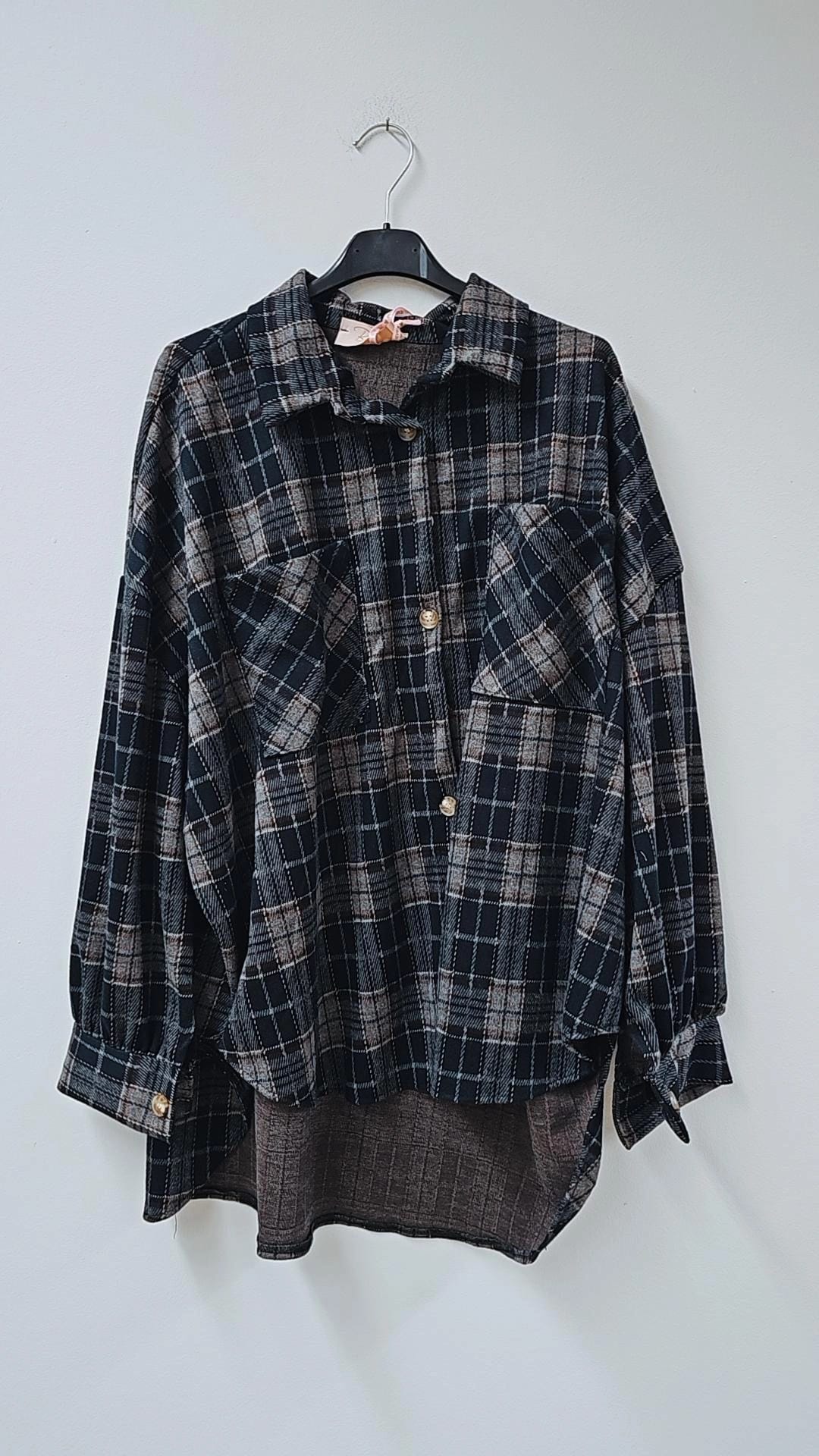 OVERSIZE FLANELLHEMD KARIERT WEICH Made in Italy Gr. 36 - 46 FH0107