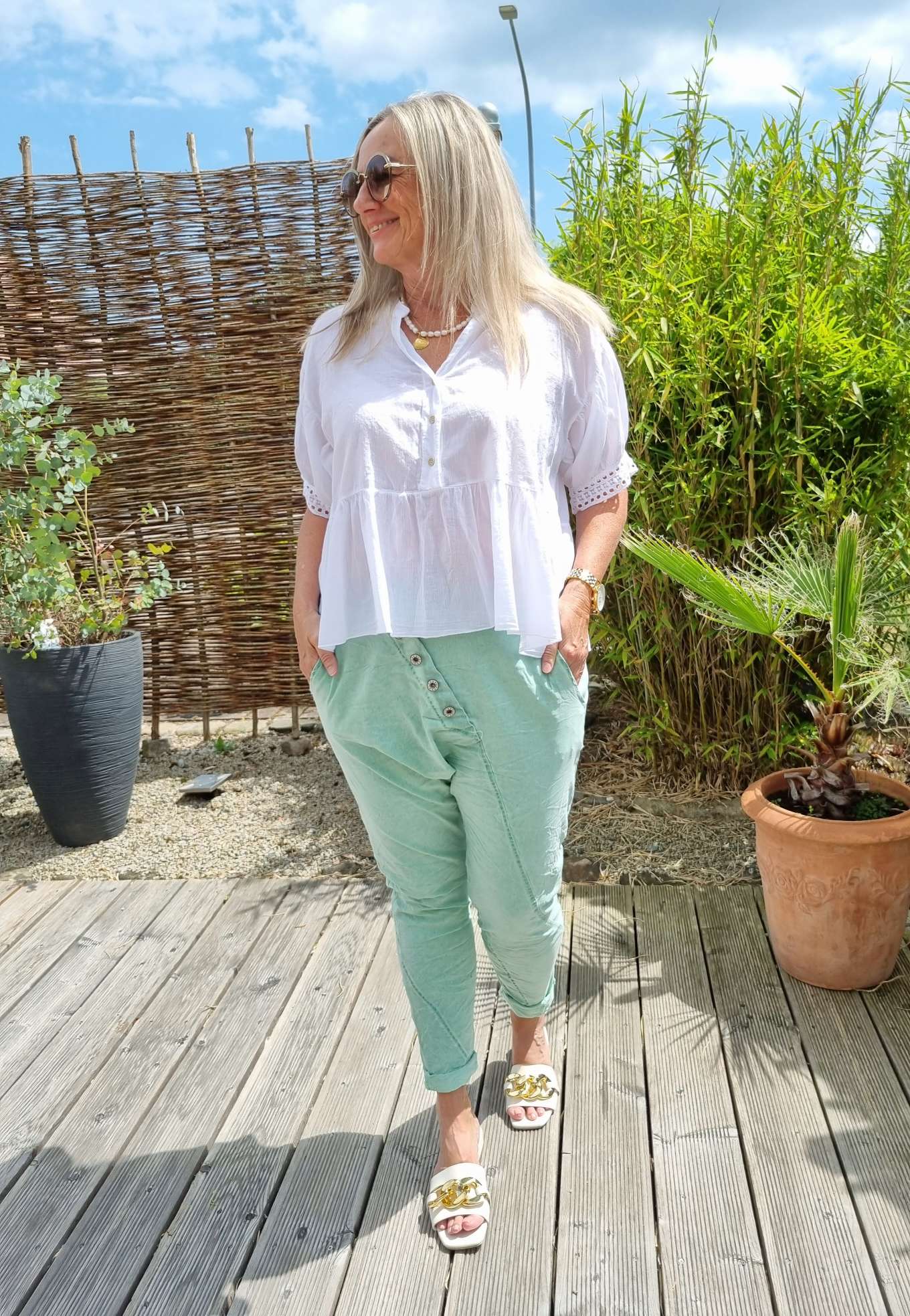 BAGGY JOGPANT CHRISTINA MINT GRÜN 36-42 Made in Italy Freizeit Hose Jogger Jogginghose Stoffhose BAGGY JOGPANT CHRISTINA MINT GRÜN 36-42 Made in Italy Freizeit Hose Jogger Jogginghose Stoffhose