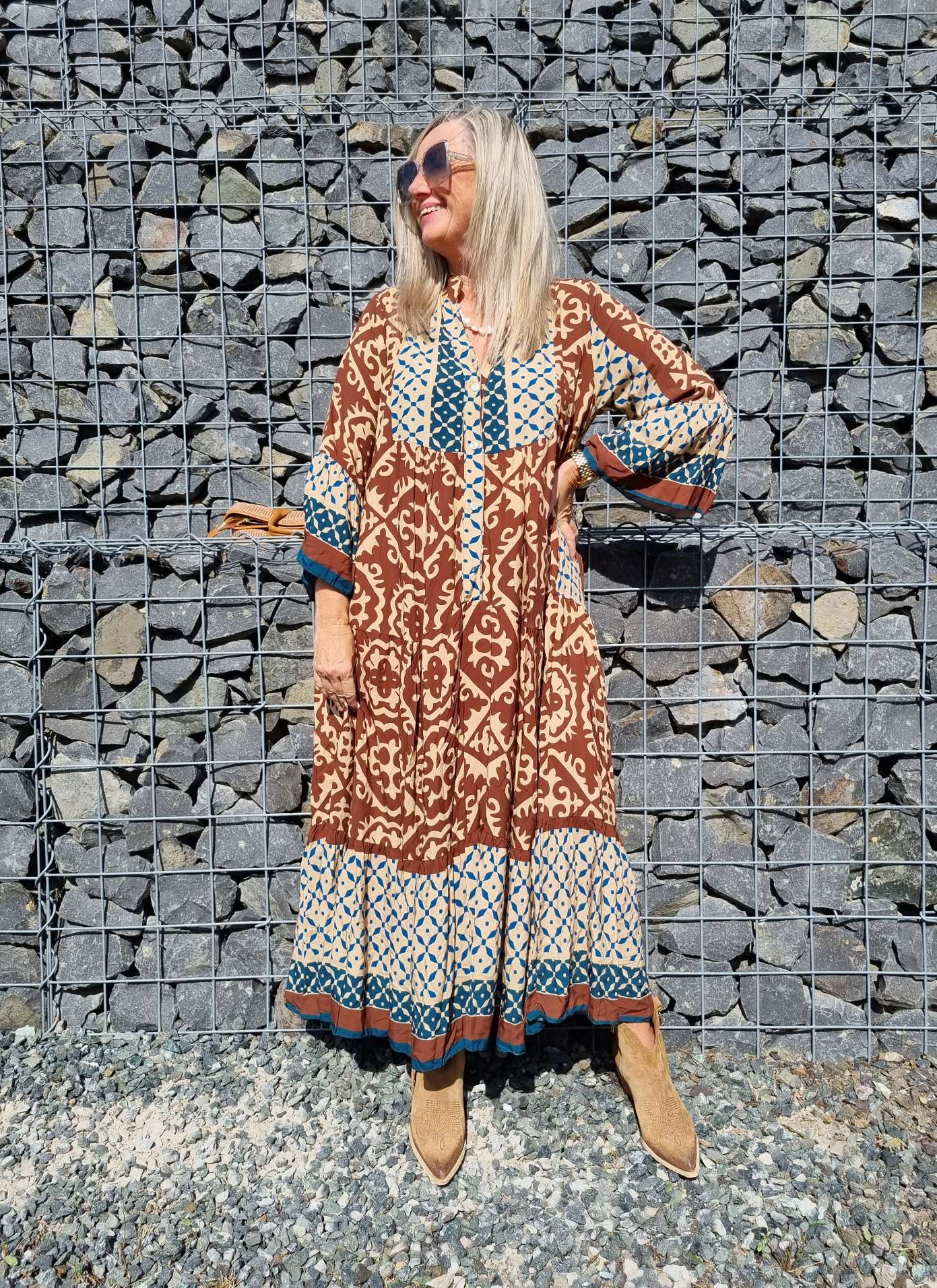 MAXI TUNIKA DRESS IRINA BRAUN 34-42 Made in Italy langes Kleid Hängerchen Tunikakleid MAXI TUNIKA DRESS IRINA BRAUN 34-42 Made in Italy langes Kleid Hängerchen Tunikakleid