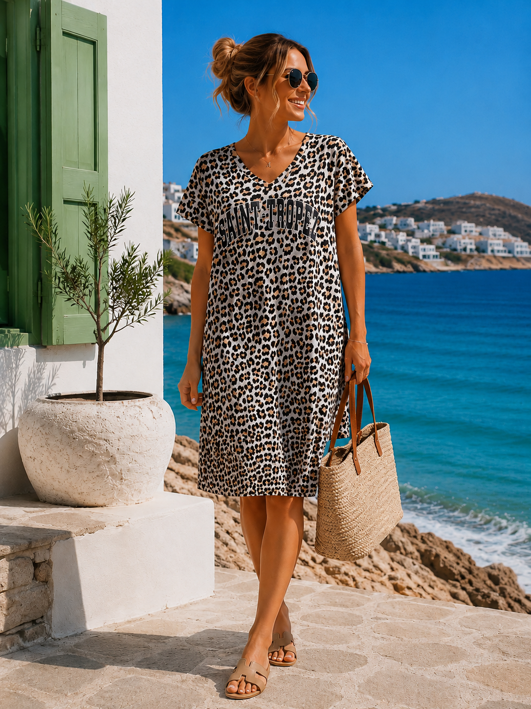 Leo-T-Shirt-Kleid Safiya Saint Tropez Made in Italy 34-42/44