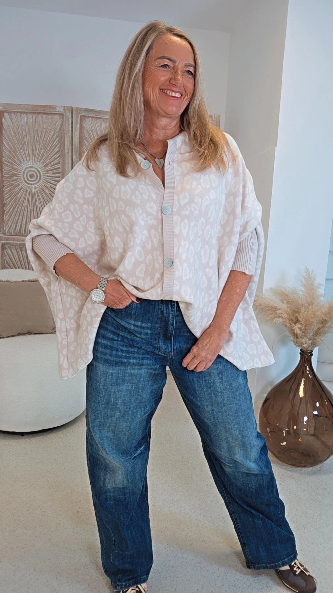LÄSSIGER STRICK-CARDIGAN FRANZI LEO 34-48 Made in Italy 