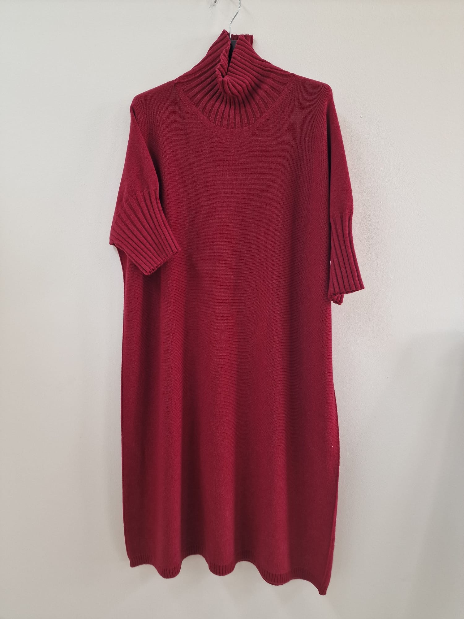 Strickkleid mit Stehkragen Uni SK0018 I Made in Italy 34-44
