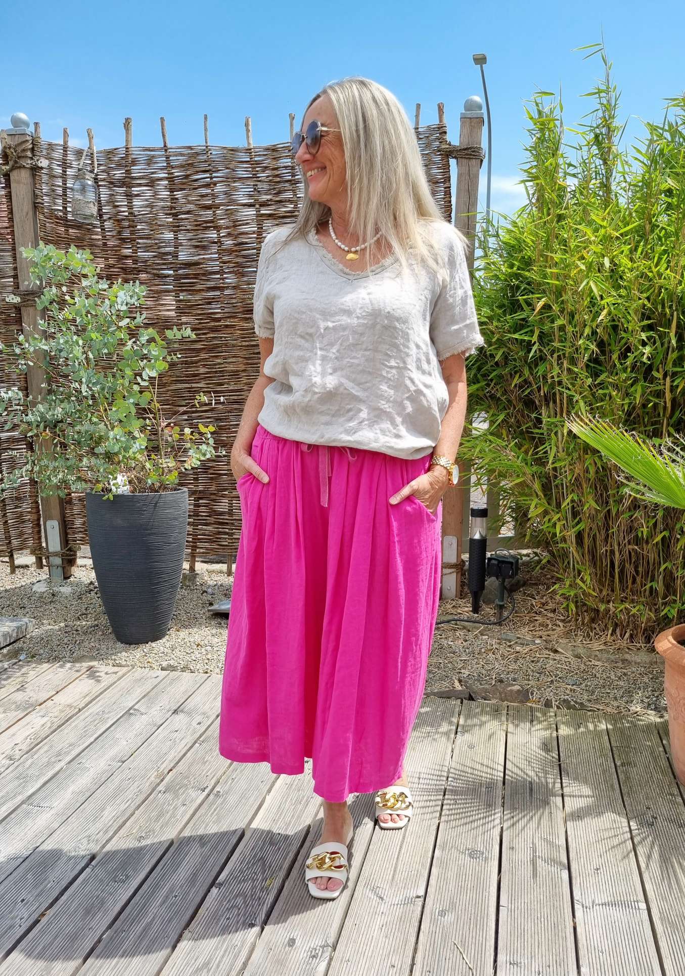 LINEN JOGPANT LISA PINK 34-40 CULOTTE Made in Italy Leinen Hose PANT Sommerhose Hosenrock LINEN JOGPANT LISA PINK 34-40 CULOTTE Made in Italy Leinen Hose PANT Sommerhose Hosenrock