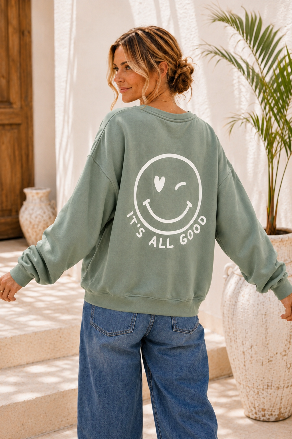 Sweatshirt „Happy Vibes NINA“ – Made in Italy