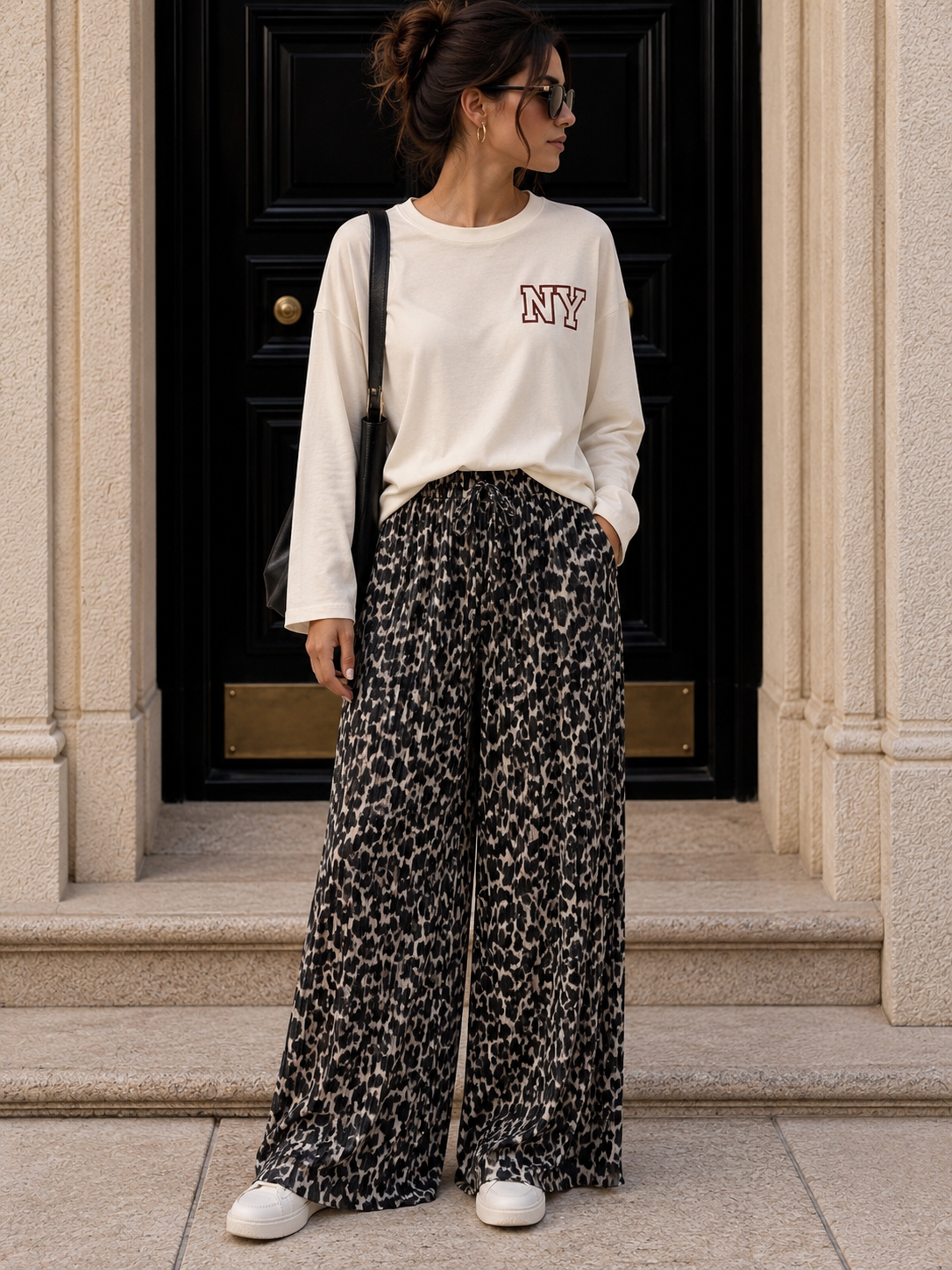 Longsleeve mit New York Statement-Print LS0063 I Made in Italy 34-42/44