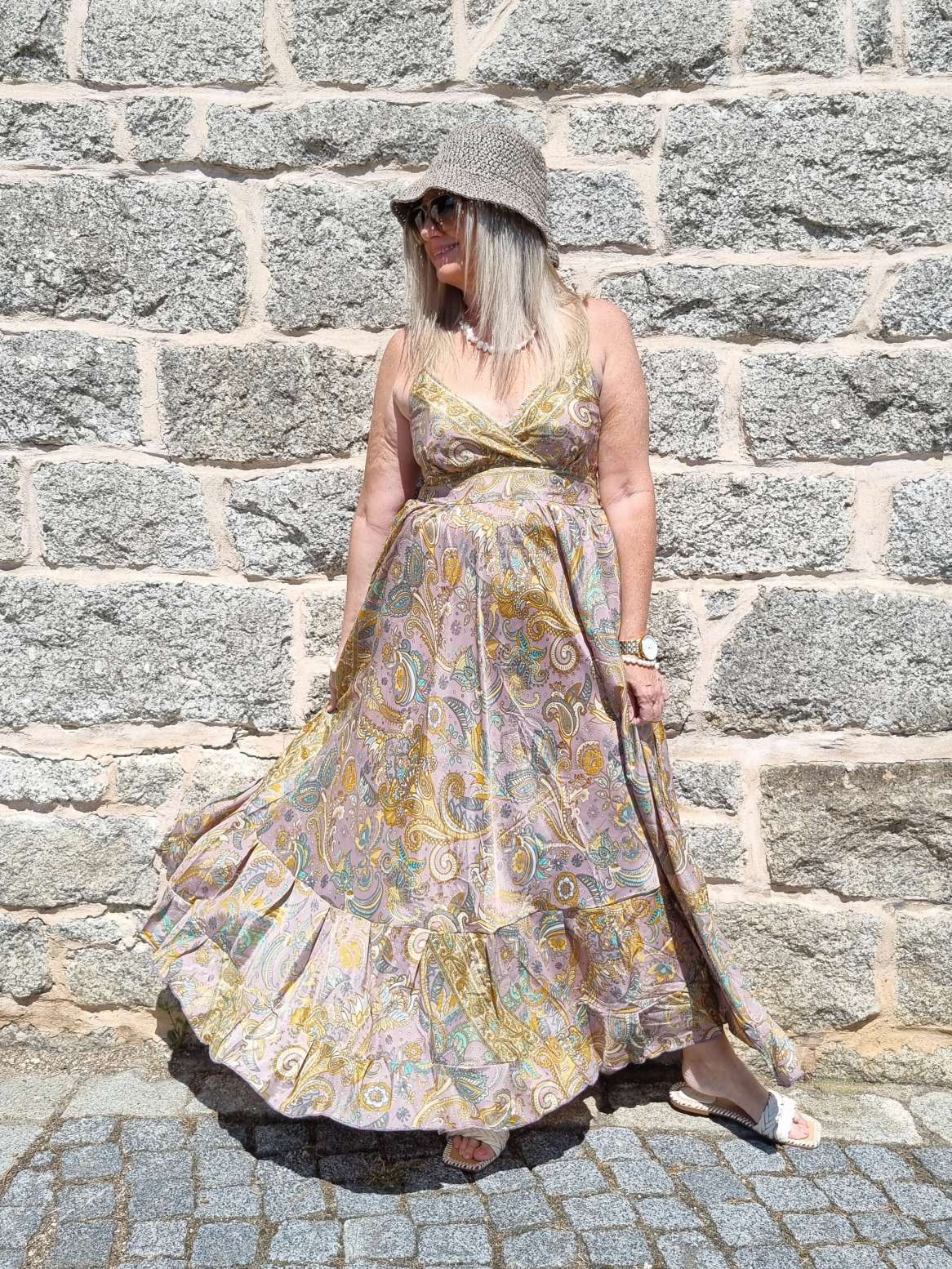SILK DRESS MALEDIVE LONG VIO NUDE Boho Boheimian Seide Spaghettiträger Kleid Maxi Beach Sommer 34-40 SILK DRESS MALEDIVE LONG VIO NUDE Boho Boheimian Seide Spaghettiträger Kleid Maxi Beach Sommer 34-40