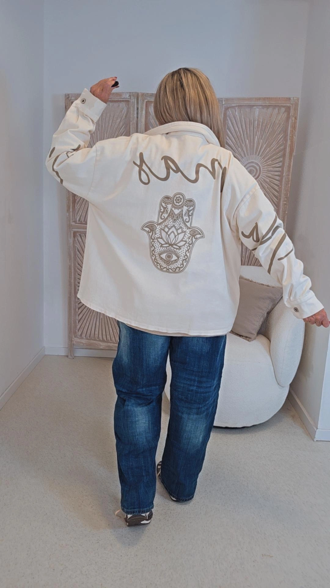 JEANSJACKE ASTANA mit Rückenaufdruck 34-42/44 Made in Italy