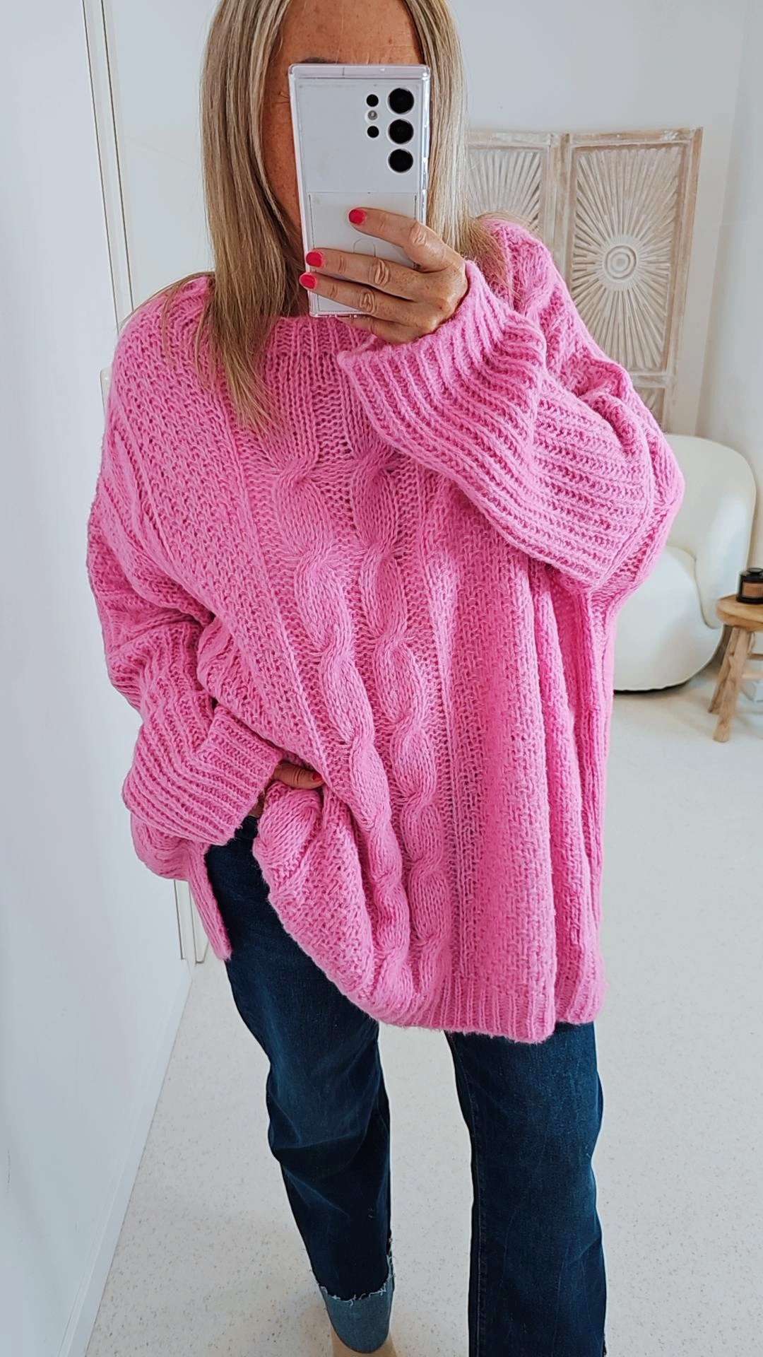 STRICKPULLOVER ZOPFMUSTER TARA Oversize Pullover Made in Italy 36 - 48/50 STRICKPULLOVER ZOPFMUSTER TARA Oversize Pullover Made in Italy 36 - 48/50