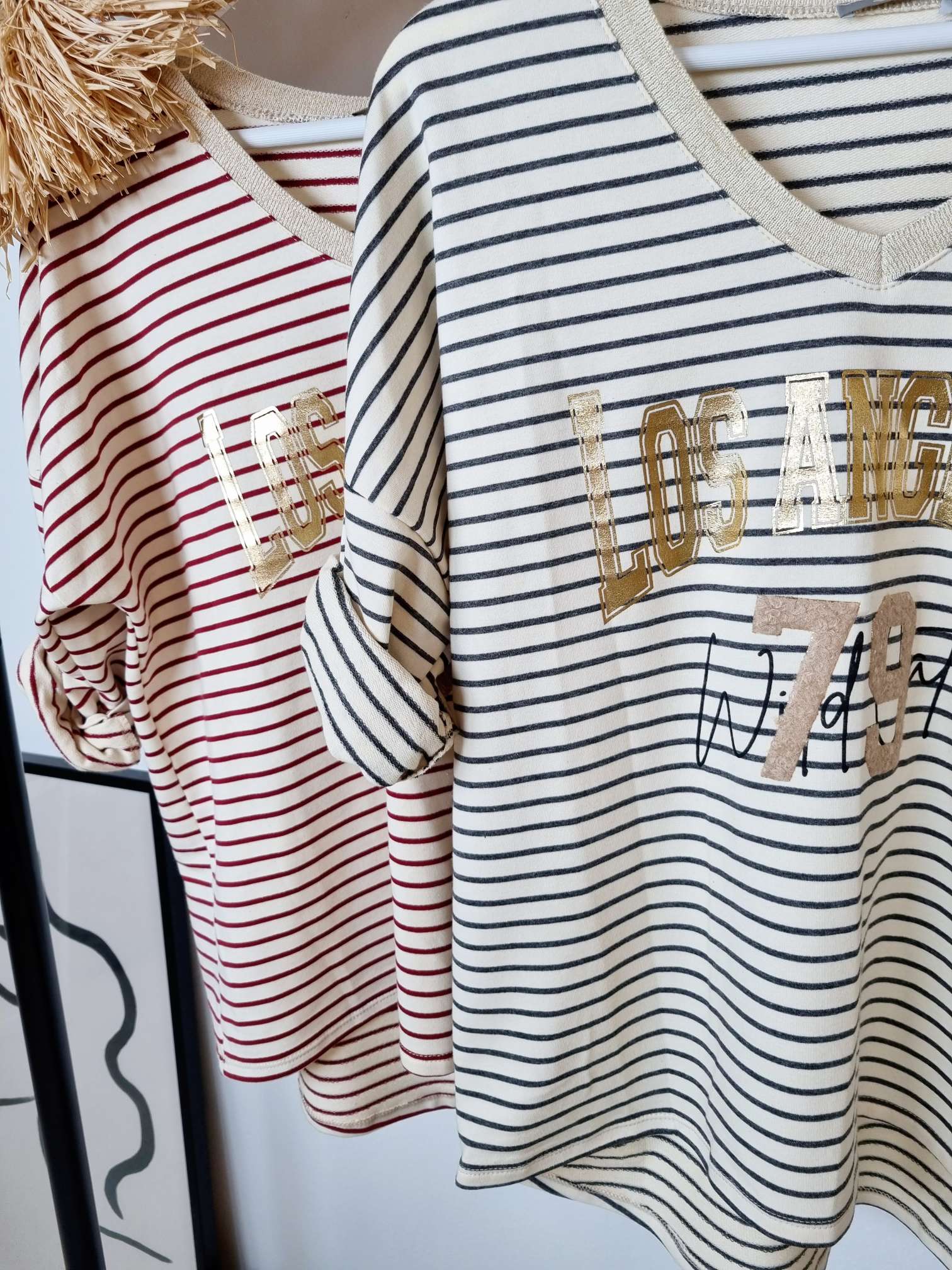 BASIC SHIRT LOS ANGELES STRIPES GLAMOUR ANTHRAZIT Streifen Longsleeve 34-42 Made in Italy Anthrazit BASIC SHIRT LOS ANGELES STRIPES GLAMOUR ANTHRAZIT Streifen Longsleeve 34-42 Made in Italy Anthrazit