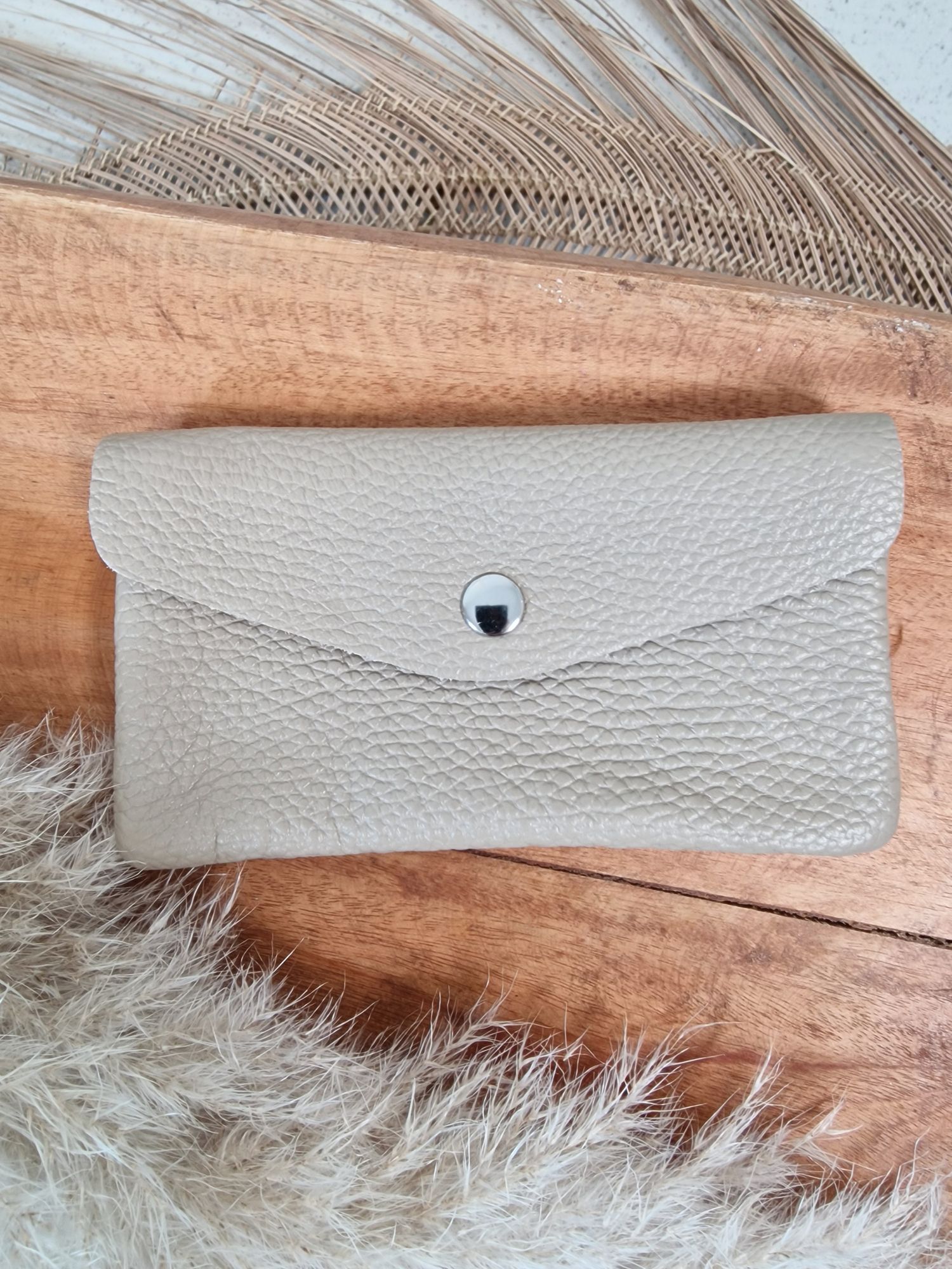 GELDBÖRSE SARINA BEIGE Made in Italy kleiner LEDER Geldbeutel Portemonnaie