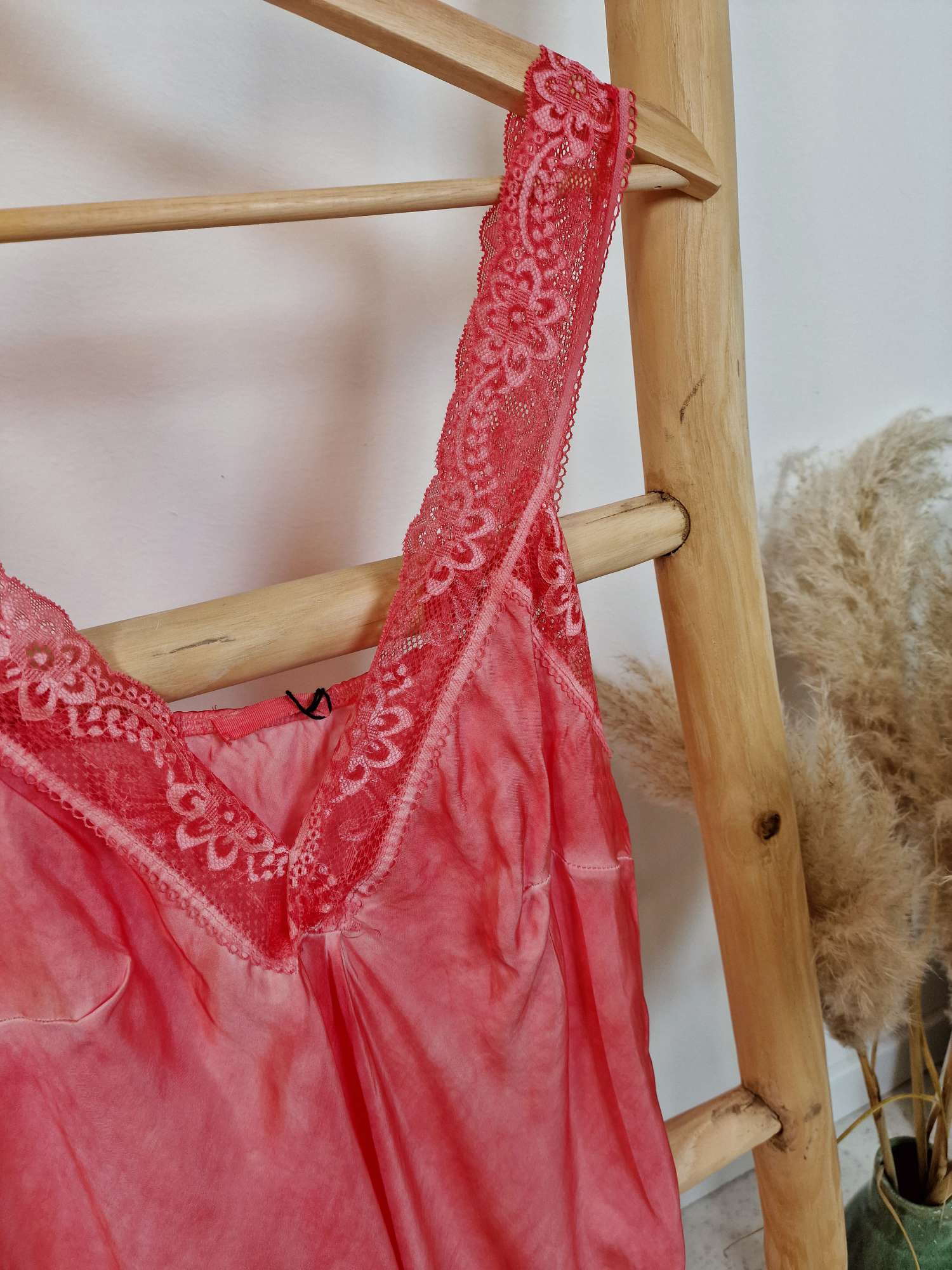 BASIC TOP EVE KORALLE Spitzentop Made in Italy 34-42 