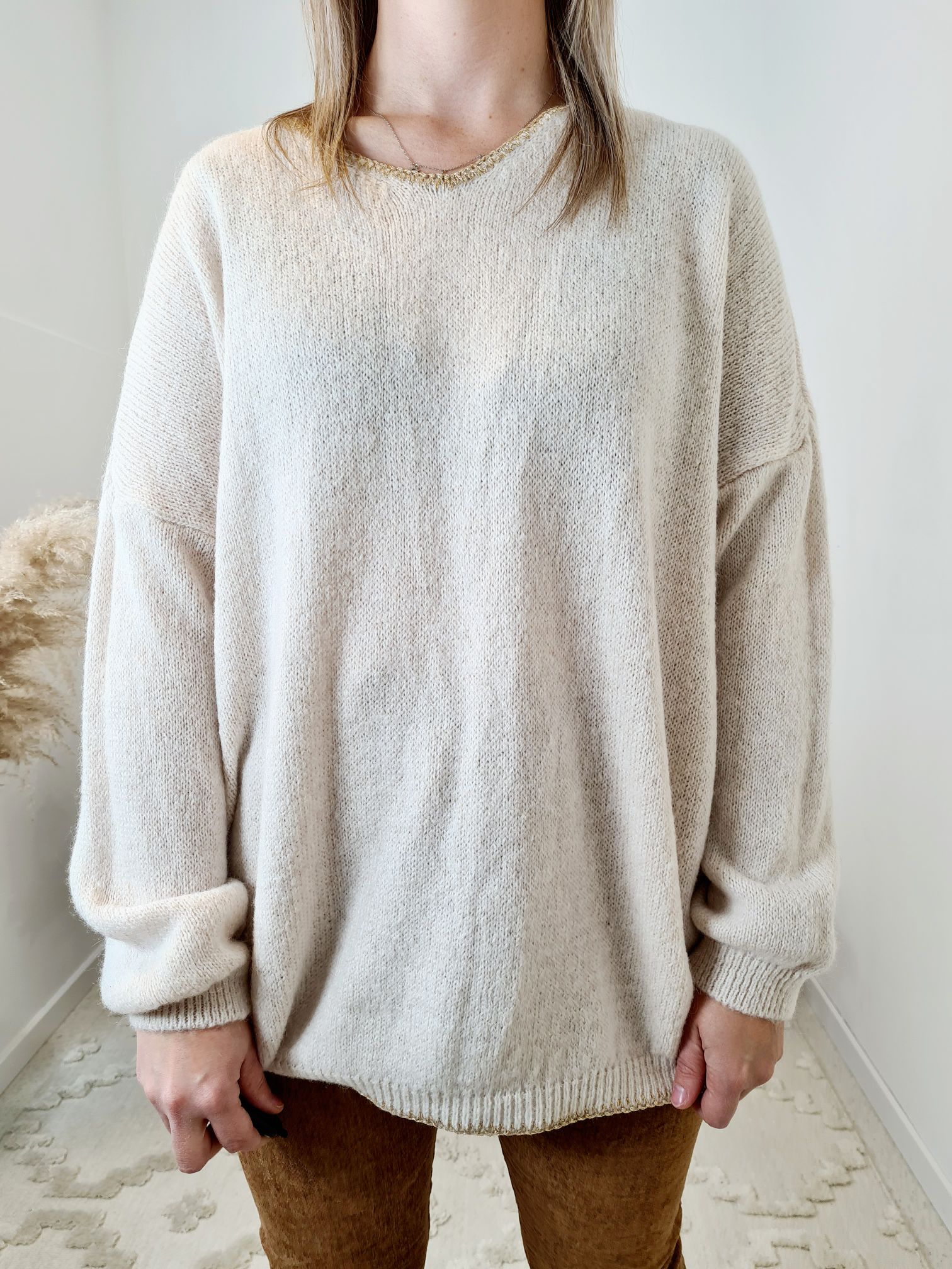 LIGHT KNIT SWEATER RENO CREME Strickpullover Pullover Langarm Longsleeve 34-42 Oversize Made in Italy LIGHT KNIT SWEATER RENO CREME Strickpullover Pullover Langarm Longsleeve 34-42 Oversize Made in Italy