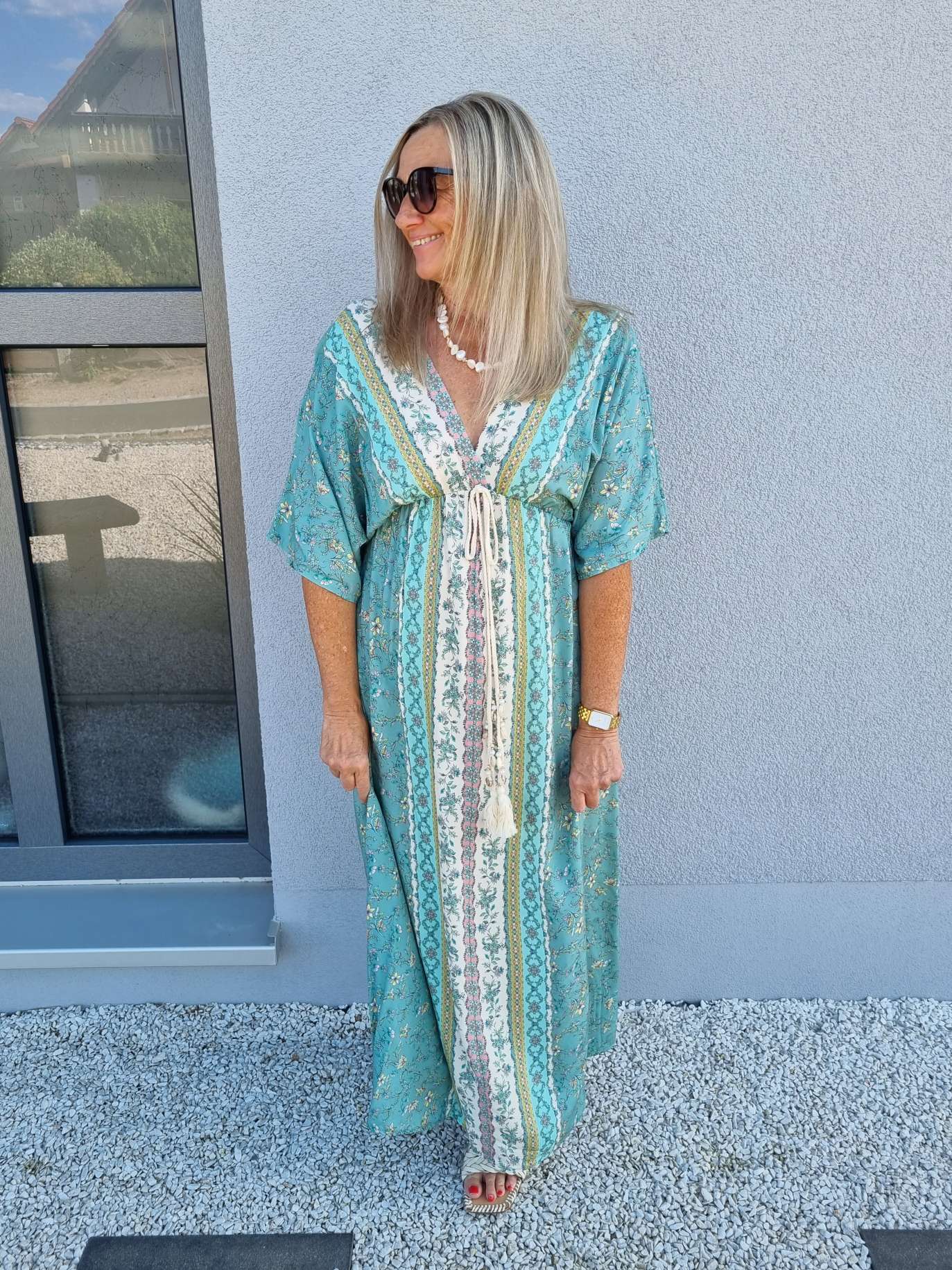 FLORAL MAXI DRESS VIVI MINT GRÜN 34-42 Made in Italy langes Sommer Kleid FLOWERS Blumen Boho FLORAL MAXI DRESS VIVI MINT GRÜN 34-42 Made in Italy langes Sommer Kleid FLOWERS Blumen Boho