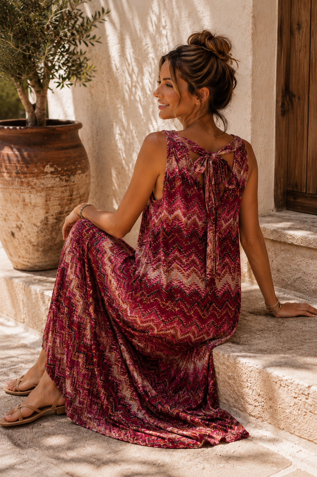 Plissee-Kleid Siena Glow – Made in Italy Gr. 34-42 Burgundy