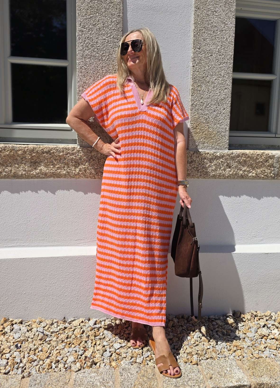 EDLES STRICKKLEID PAGUERA STRIPES Made in Italy 34 - 44 KNIT DRESS Oversize