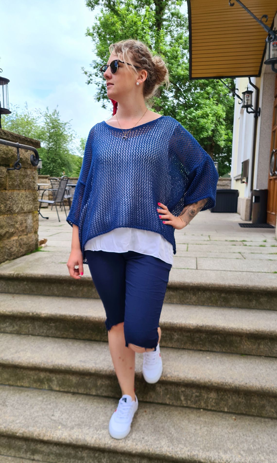 LOCHSTRICK PULLI FILIZ BLAU 32-42 Made in Italy dünner Sommer Pullover Shirt Knit Sweater LOCHSTRICK PULLI FILIZ BLAU 32-42 Made in Italy dünner Sommer Pullover Shirt Knit Sweater
