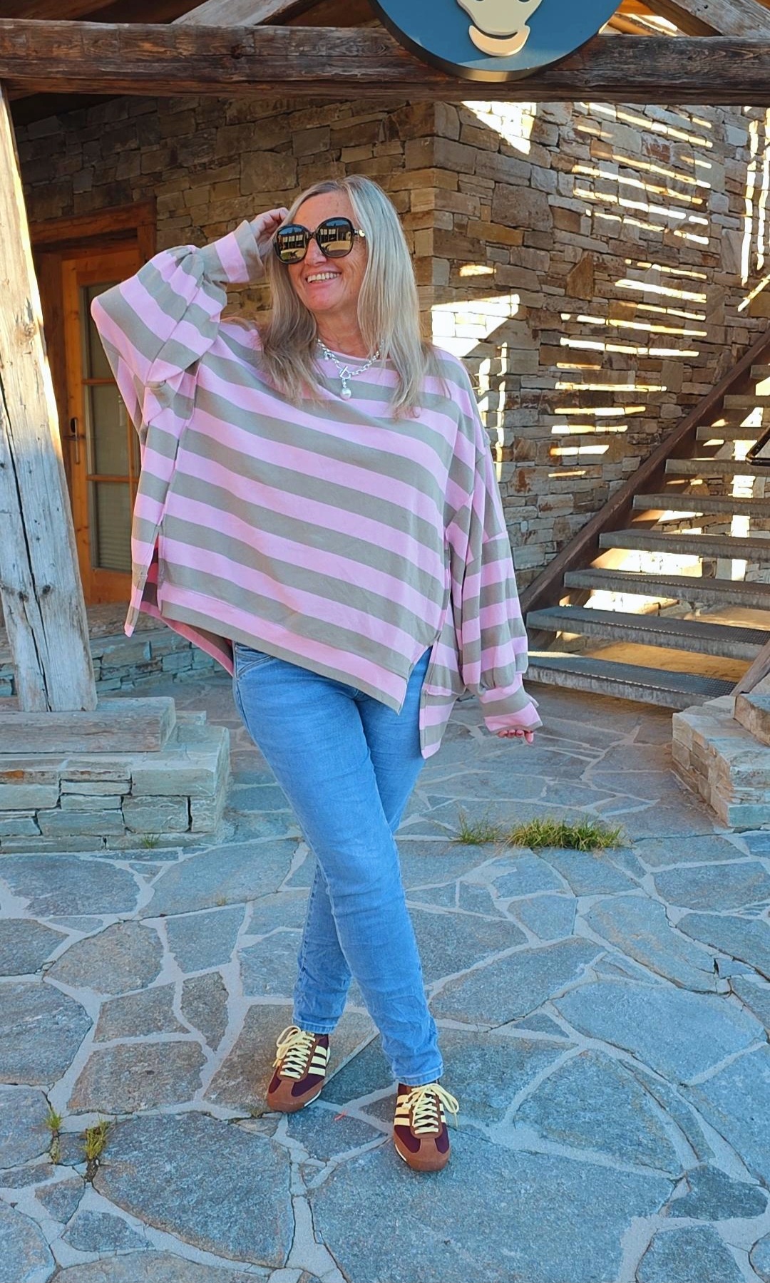 OVERSIZE SWEATER AYLIN BLOCKSTREIFEN 34-44/46 Made in Italy