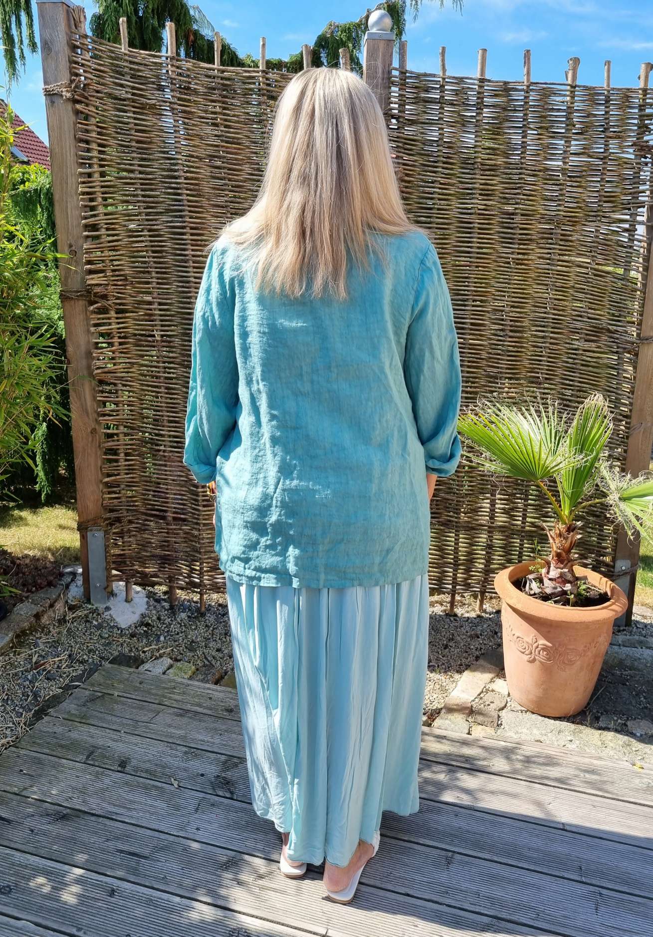 SHIRT MAXI SKIRT VENEZIA MINTGRÜN Made in Italy langer Rock 34-42 SHIRT MAXI SKIRT VENEZIA MINTGRÜN Made in Italy langer Rock 34-42