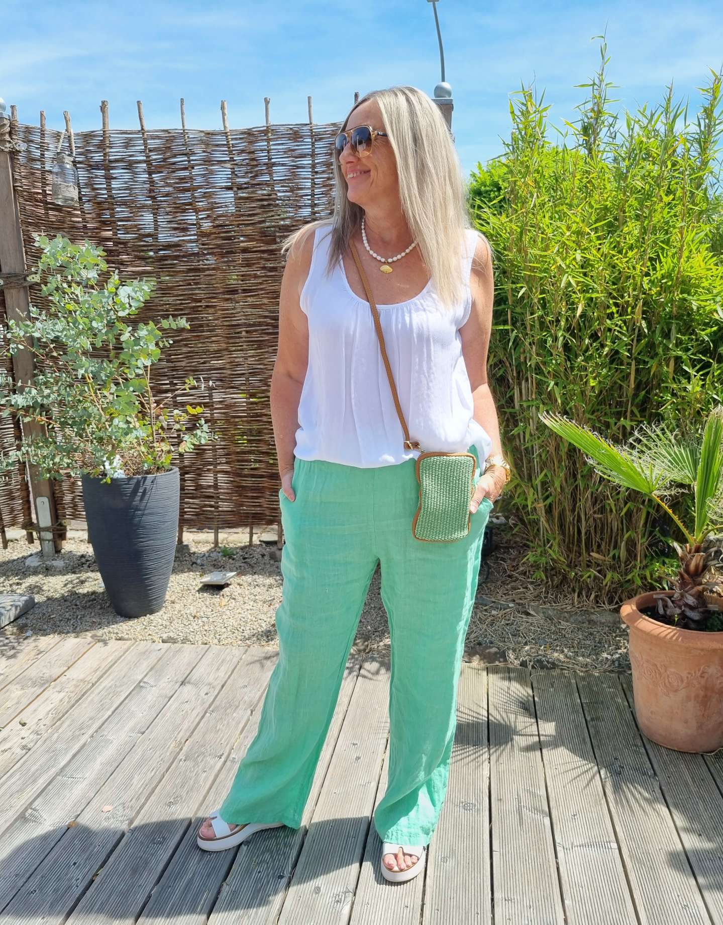 LINEN JOGPANT ALMA GRÜN 34-42 Made in Italy Leinen Hose PANT Sommerhose LINEN JOGPANT ALMA GRÜN 34-42 Made in Italy Leinen Hose PANT Sommerhose