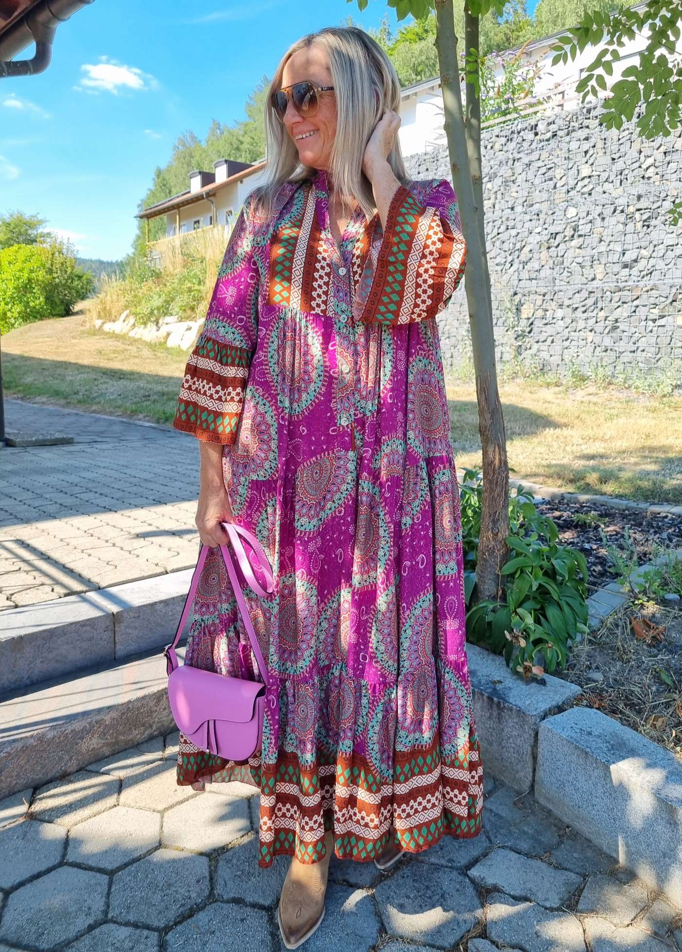 MAXI TUNIKA DRESS MICAELA PINK 34-42 Made in Italy langes Kleid Hängerchen Tunikakleid MAXI TUNIKA DRESS MICAELA PINK 34-42 Made in Italy langes Kleid Hängerchen Tunikakleid