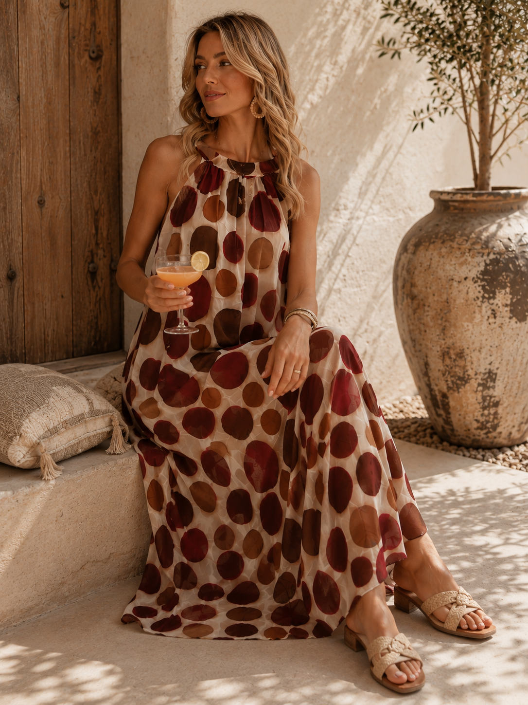 Polka Dots Kleid Zakynthos – Made in Italy | Passend bis zu einer guten Größe 42