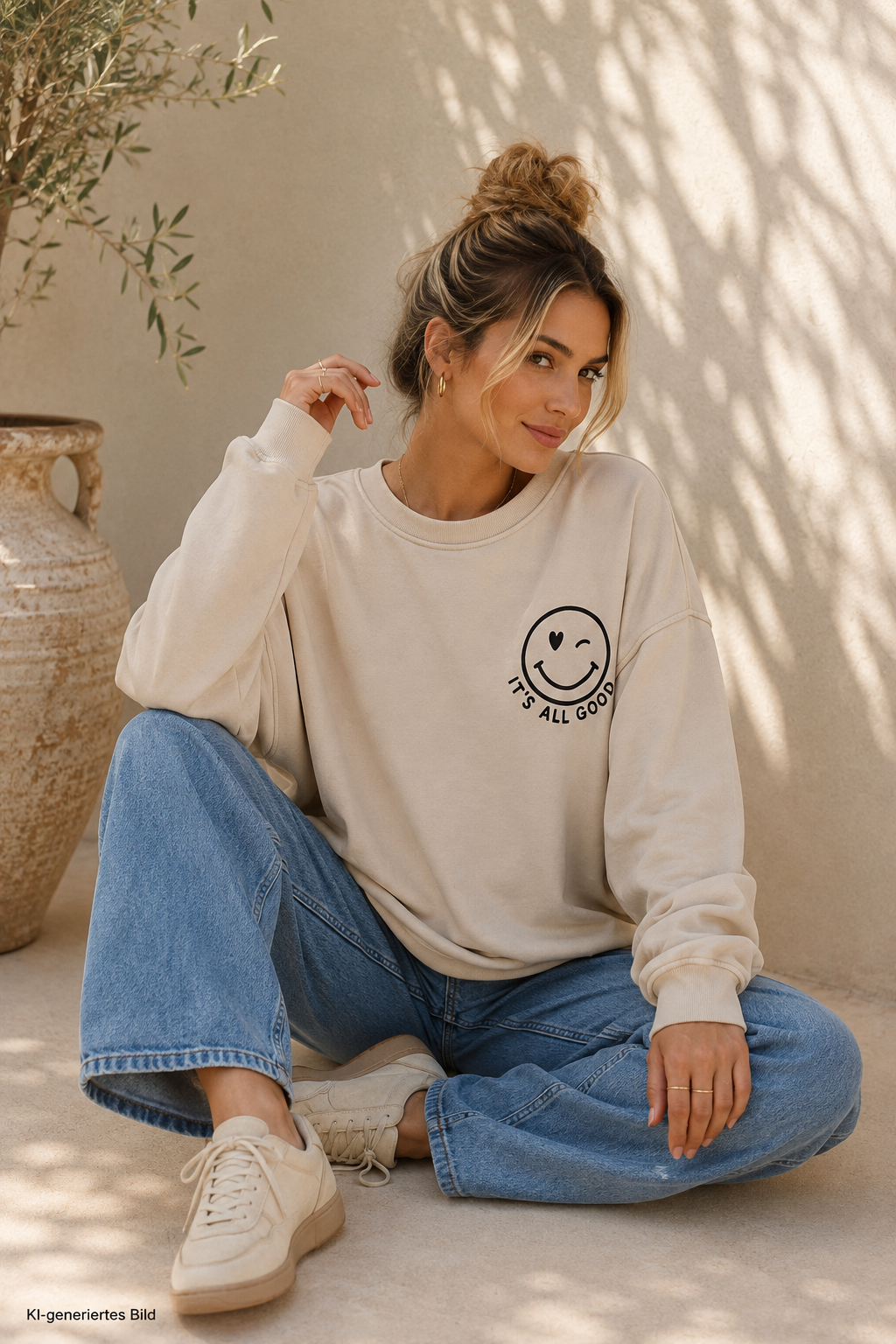 Sweatshirt „Happy Vibes NINA“ – Made in Italy