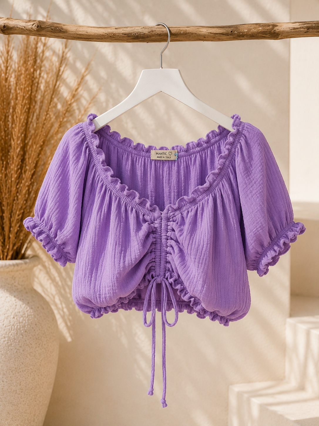 Bluse Cropped Musselin Savanna UNI Made in Italy 34-40/42