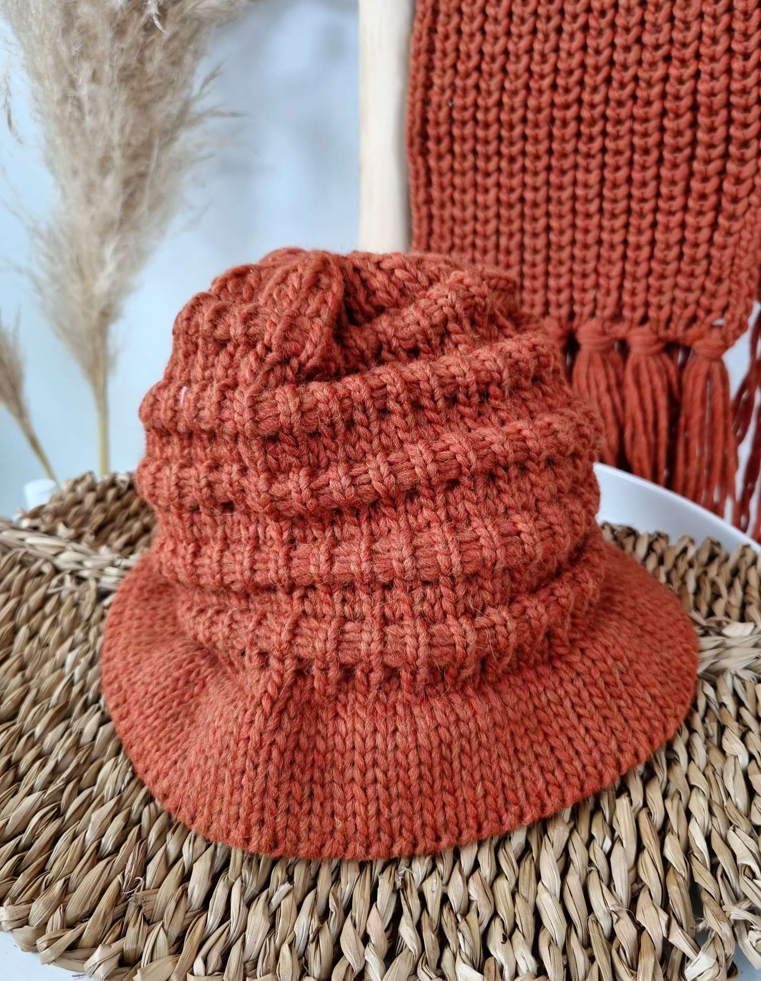 EDLER FISCHERHUT BELLADONNA ROST Strick Hut Mütze Made in Italy