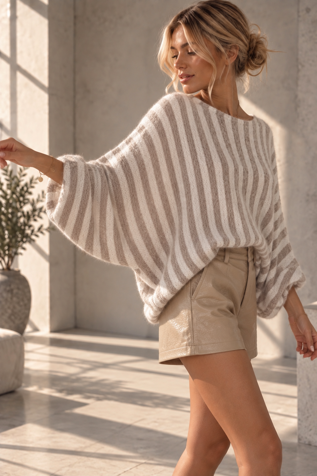 H00119 Oversize Fledermaus-Strickpullover mit Alpaka I 34-46/48 I Made in Italy