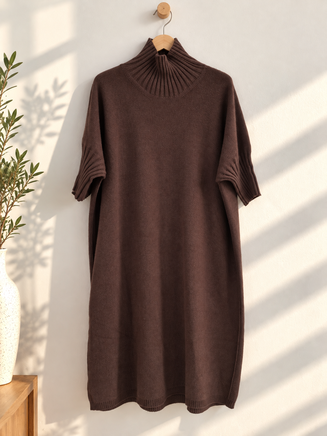 Strickkleid mit Stehkragen Uni SK0018 I Made in Italy 34-44