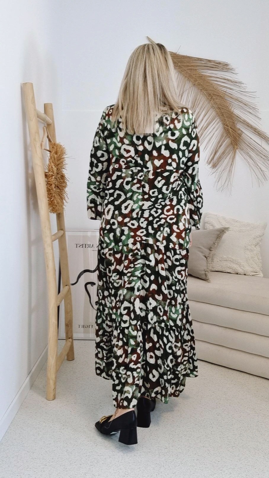 MAXI TUNIKA DRESS SAFARI KHAKI 34-42 Made in Italy langes Kleid Hängerchen Tunikakleid MAXI TUNIKA DRESS SAFARI KHAKI 34-42 Made in Italy langes Kleid Hängerchen Tunikakleid