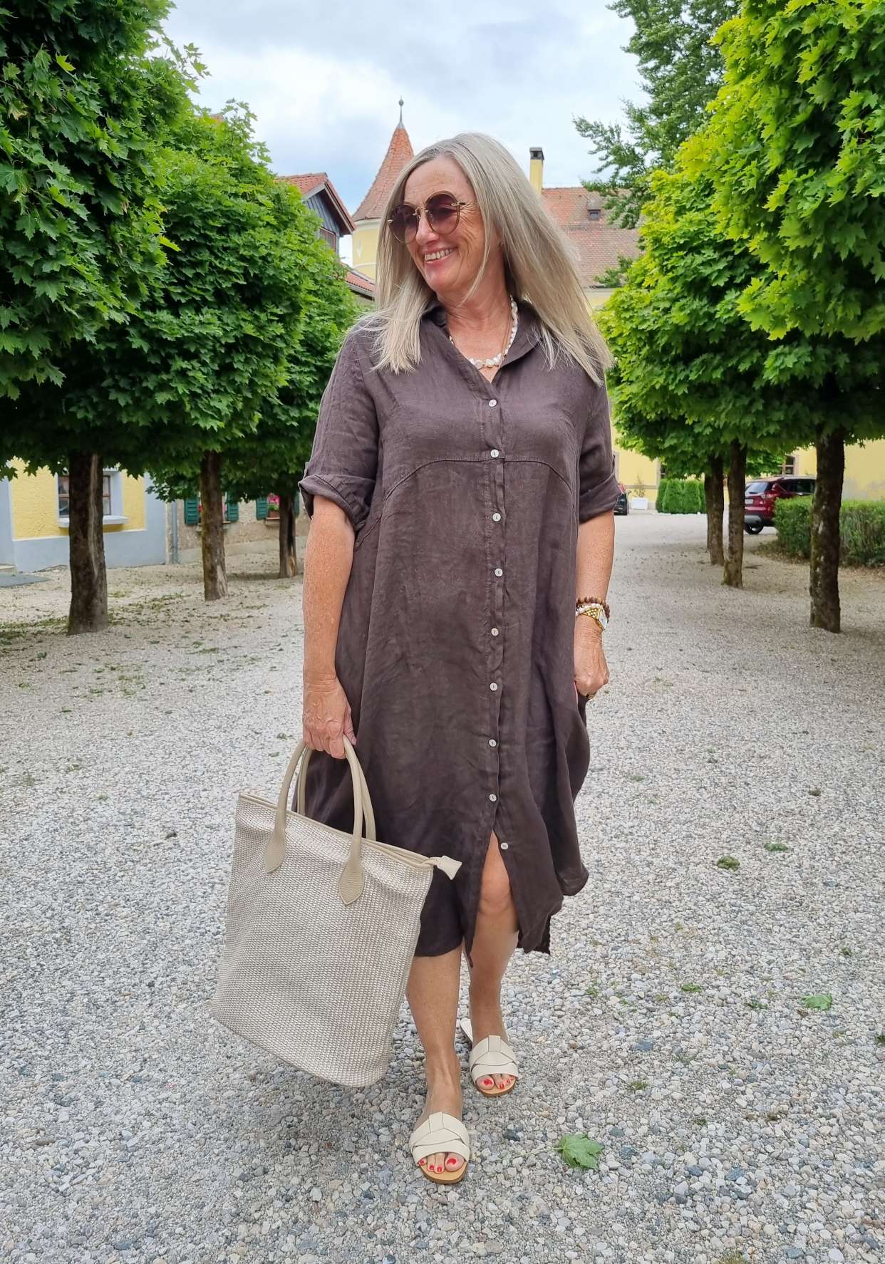 LINEN DESS WILMA BRAUN 34-42 Made in Italy Leinen Kleid Long Bluse Mantel LINEN DESS WILMA BRAUN 34-42 Made in Italy Leinen Kleid Long Bluse Mantel