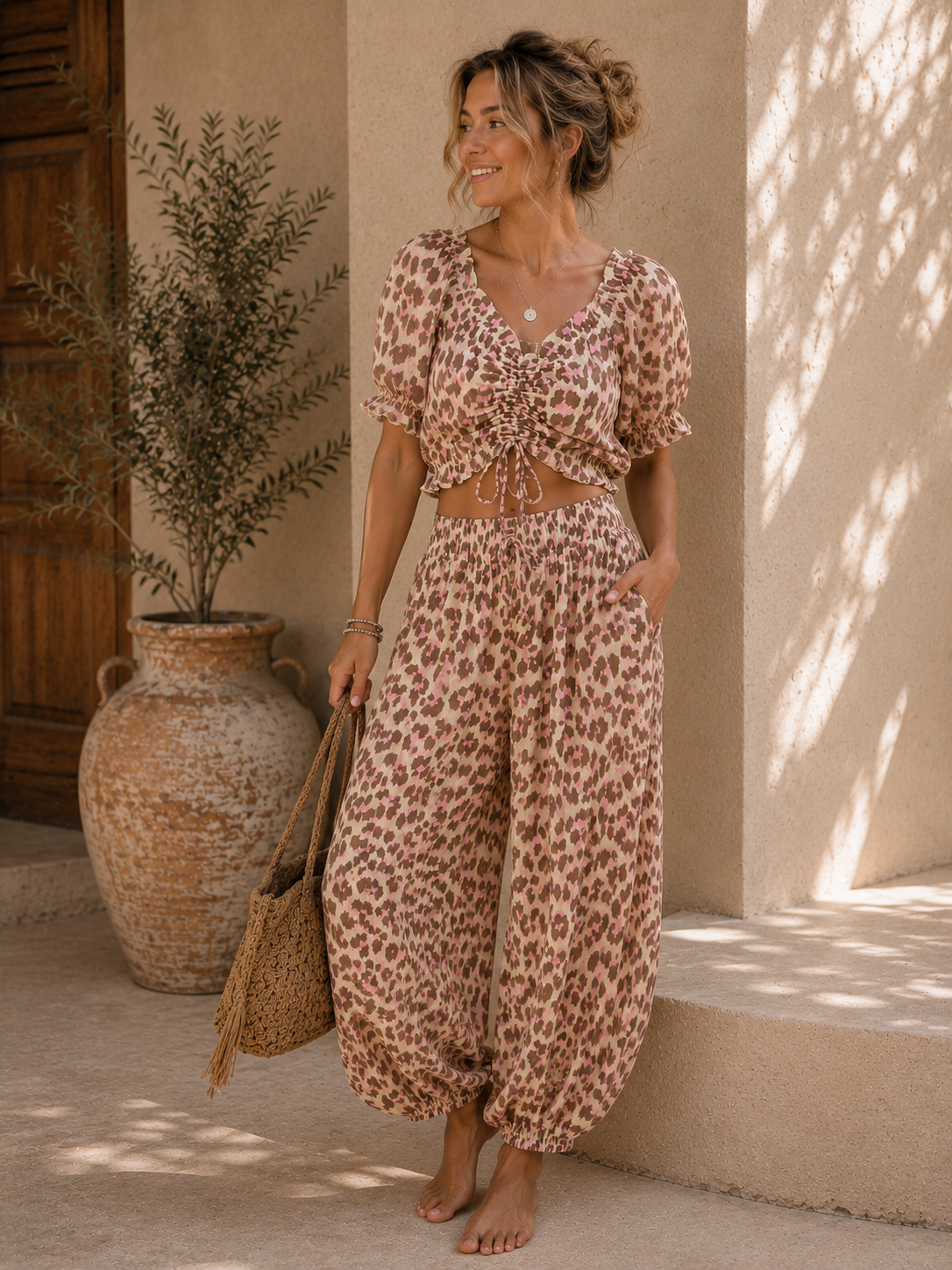 Bluse Cropped Musselin Savanna Leo Made in Italy 34-40/42