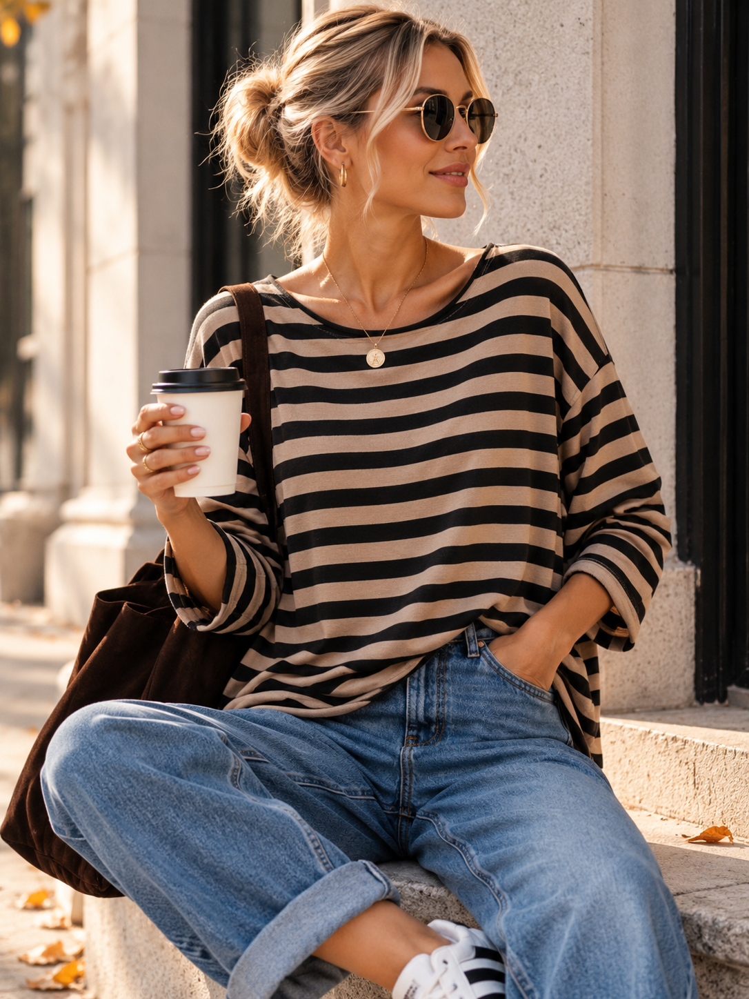 Longsleeve mit Streifen I LS0039 I Made in Italy 34-42