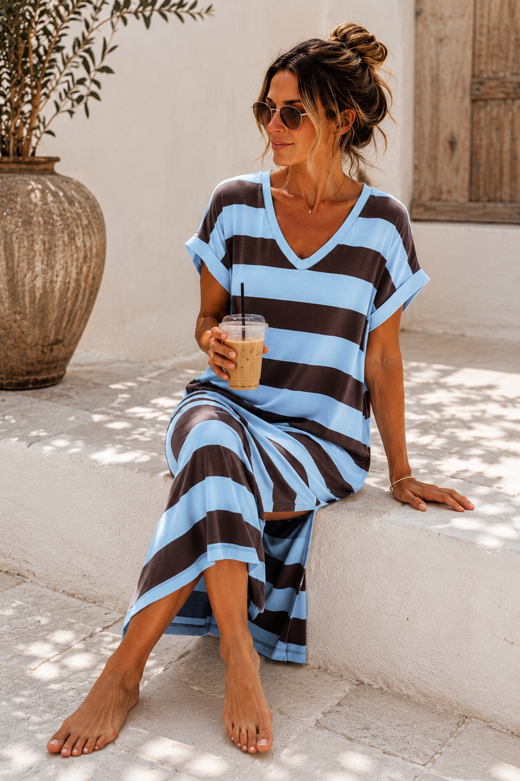 🌸 Shirtkleid „Candy Breeze Stripes – Blockstreifen Made in Italy 34-42