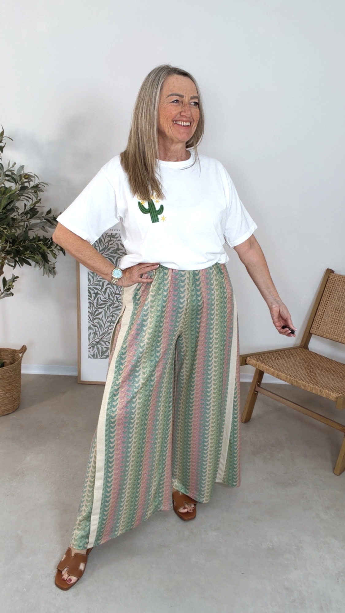 🌿✨ Hose Velmirea Marlene Made in Italy Muster Glitzer