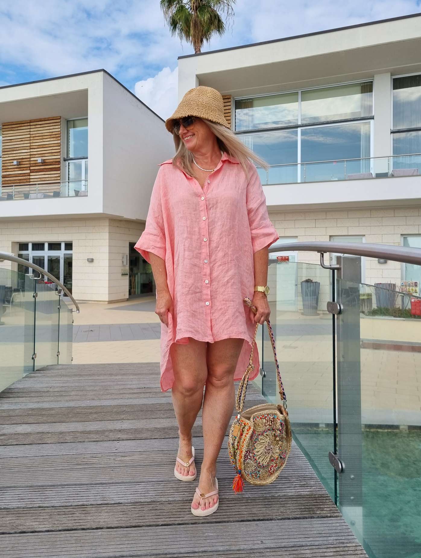 LINEN TUNIKA AREZZO LONG KORALLE Leinen Bluse Kleid Made in Italy 34-42 Longbluse LINEN TUNIKA AREZZO LONG KORALLE Leinen Bluse Kleid Made in Italy 34-42 Longbluse