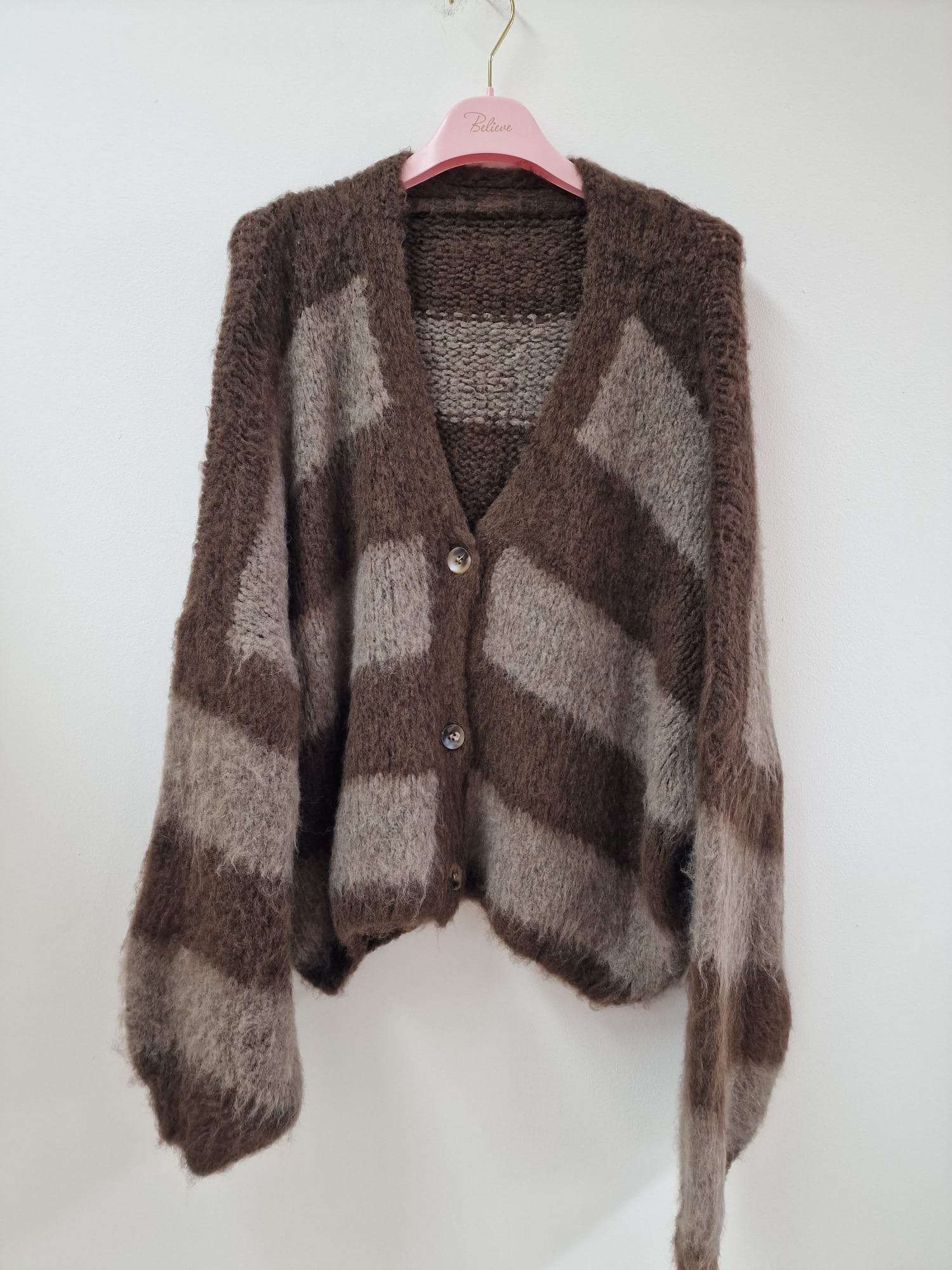 Kuschelige Strickjacke SJ0083 – Blockstreifen Made in Italy Gr. 34-42 Strick Cadigan