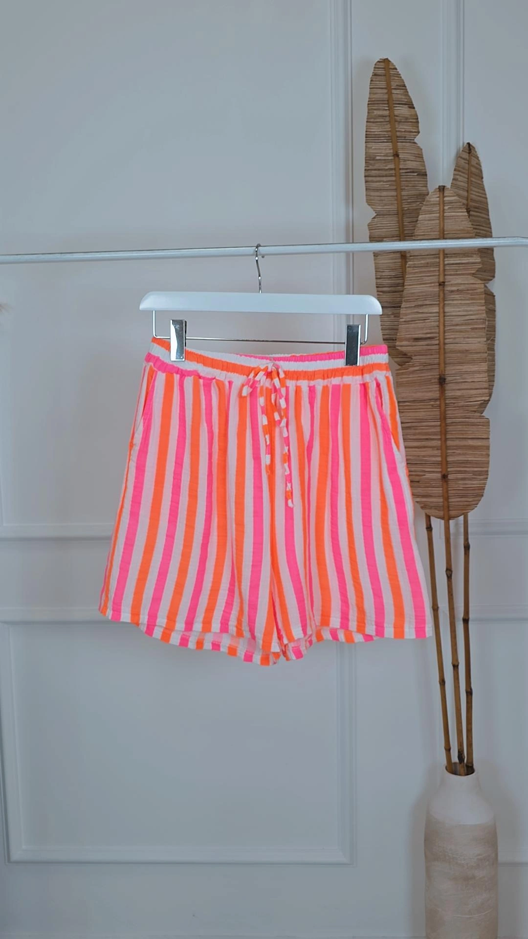 BASIC MUSSELIN STREIFEN SHORTS GINA 34 - 42 Made in Italy BOHO BEACH