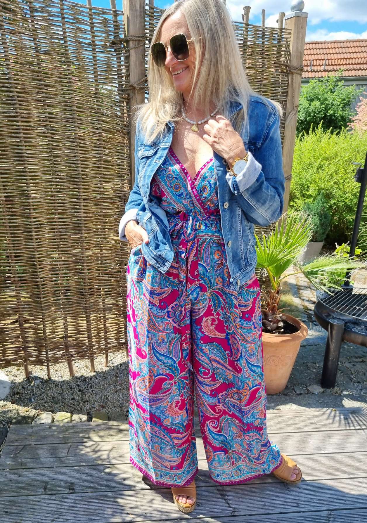 SILK JUMPSUIT MALEDIVE BLAU PINK 1297 34-42 Boho Bohemian Overall Seide SILK JUMPSUIT MALEDIVE BLAU PINK 1297 34-42 Boho Bohemian Overall Seide