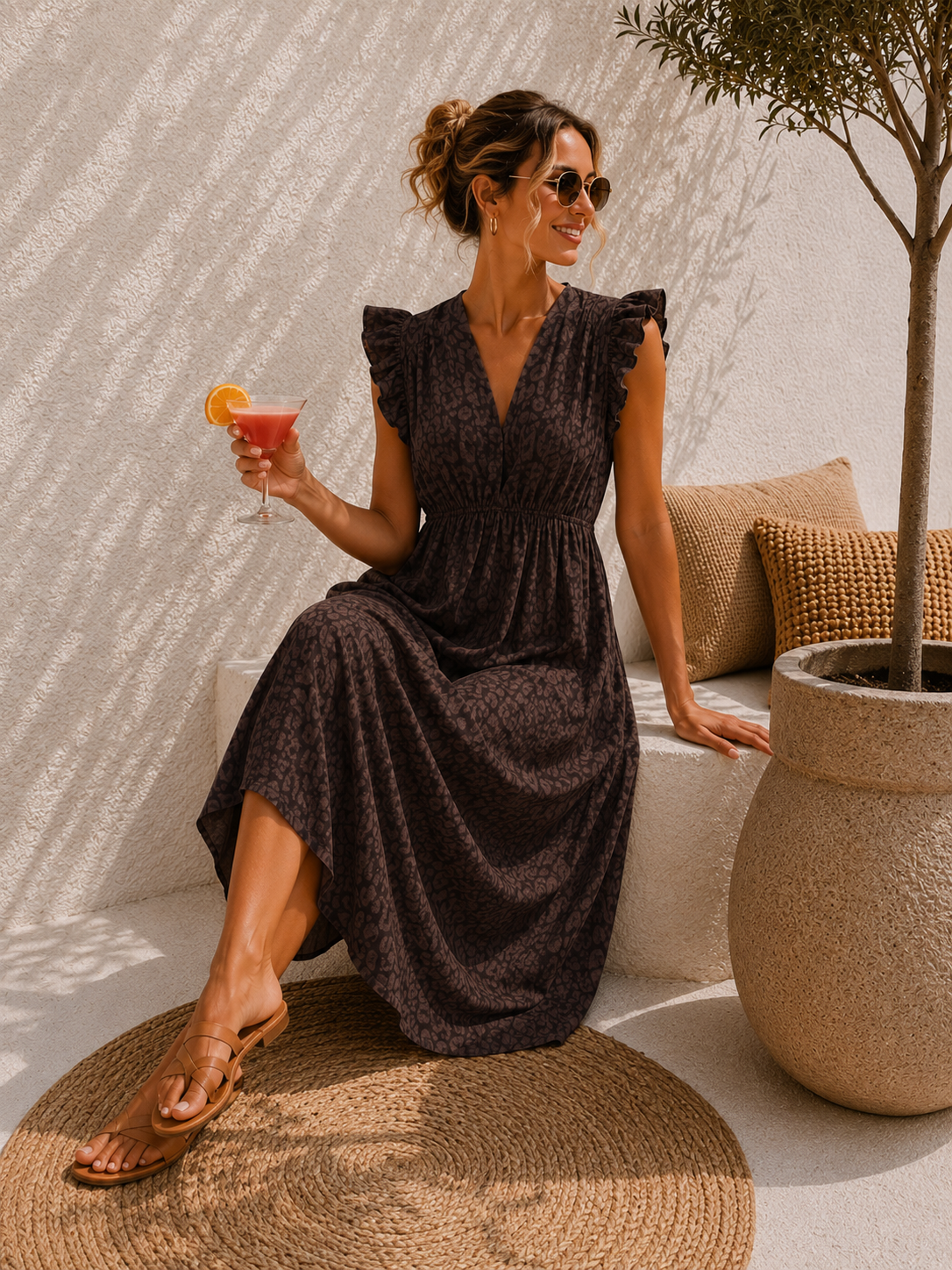 MUSSELIN LEO KLEID ZOE 34 - 42 Made in Italy ärmellos Rüsche
